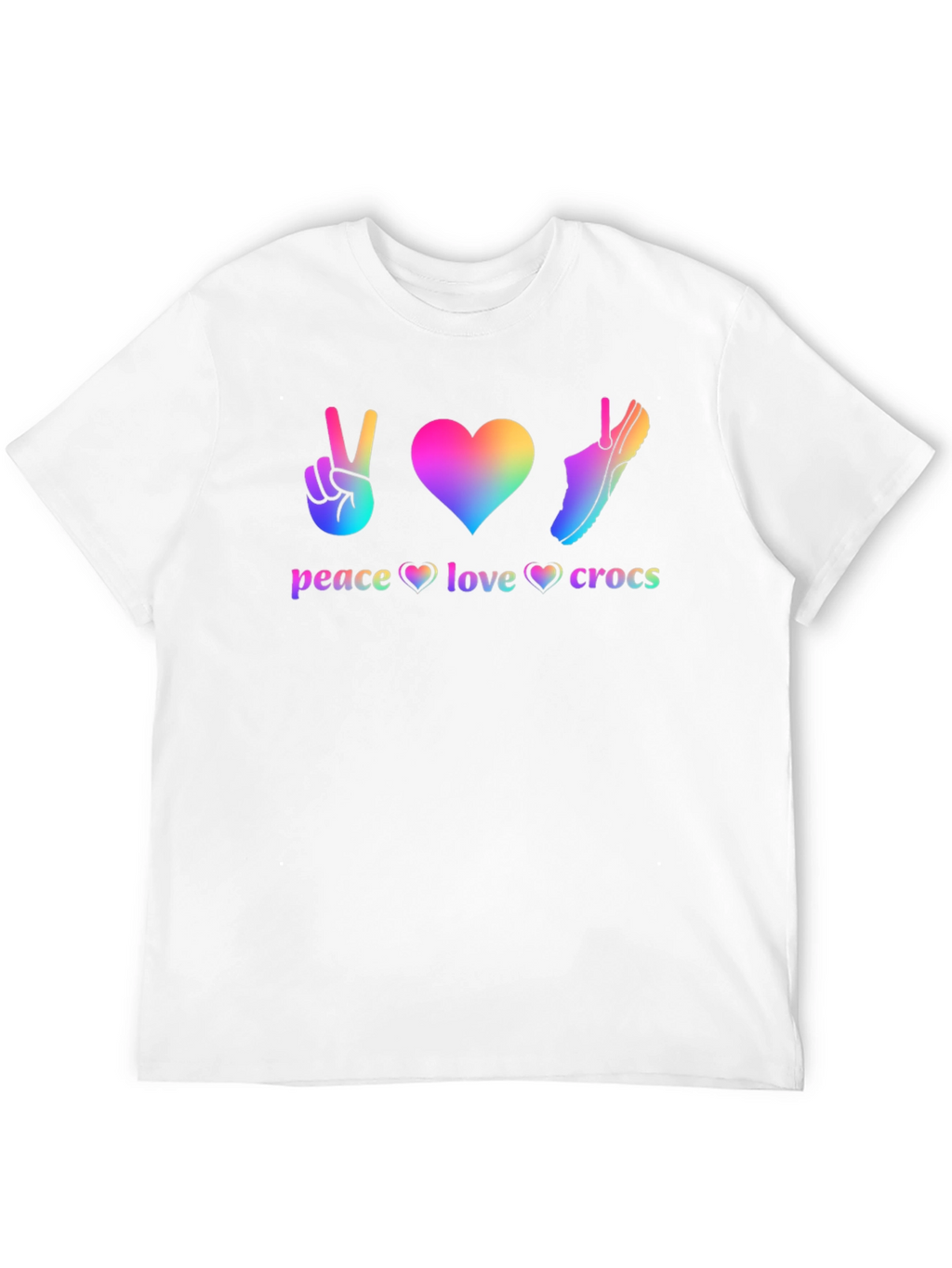Peace Love Crocs T-Shirt Rainbow Graphic Tee