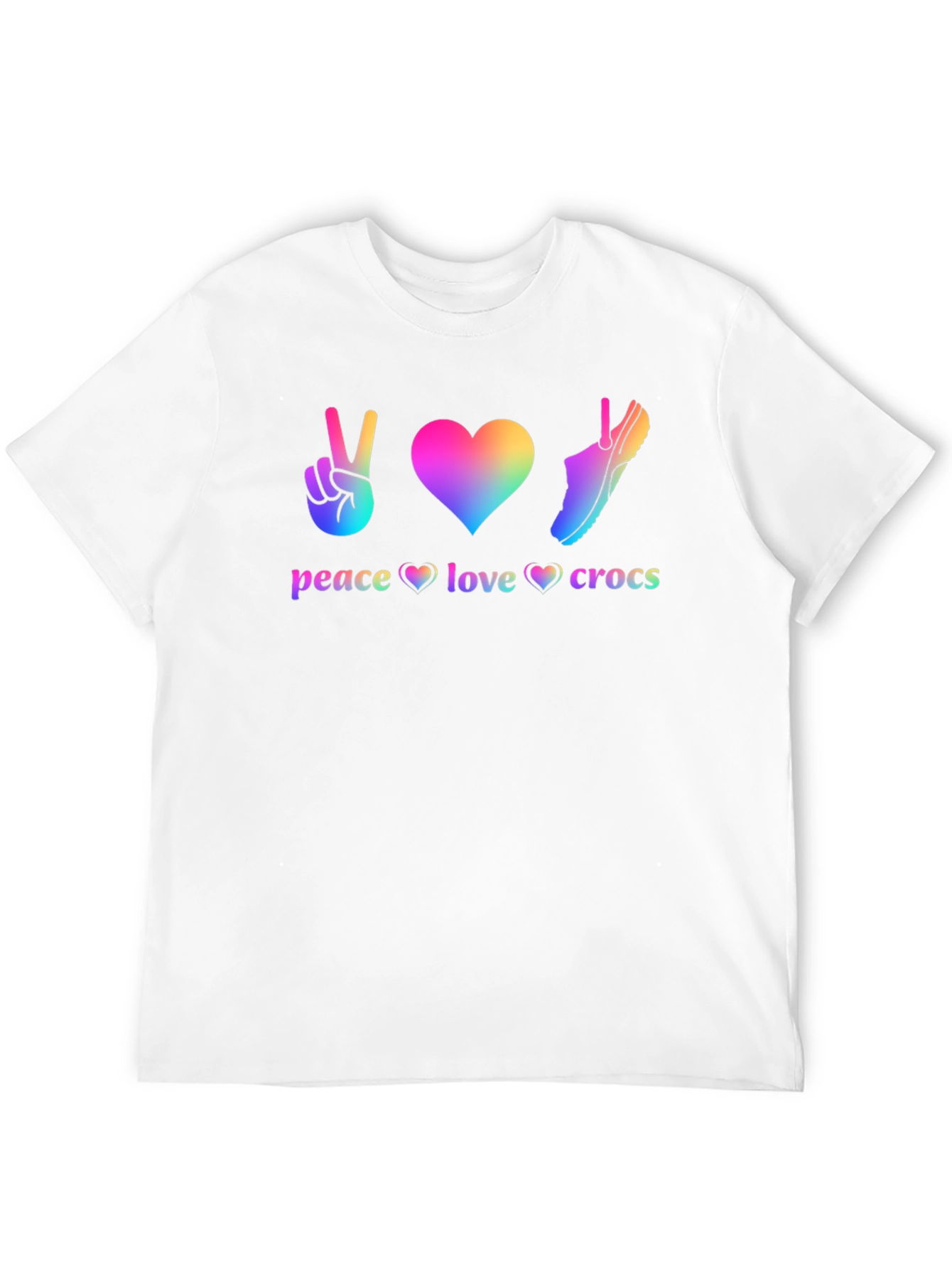 Peace Love Crocs T-Shirt Rainbow Graphic Tee