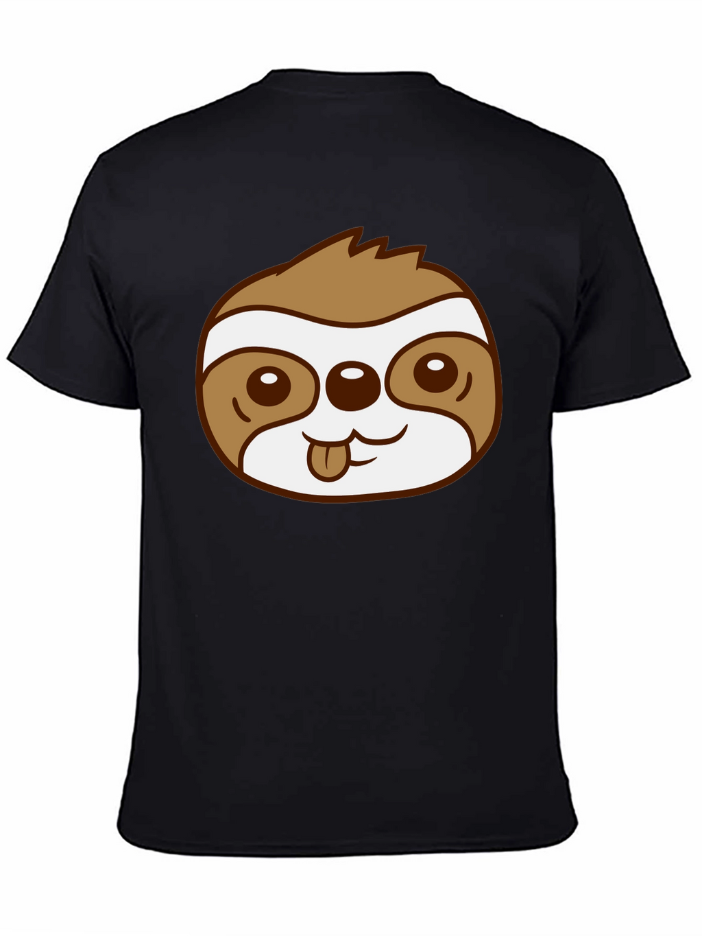 Cute Sloth Face Graphic Black T-Shirt
