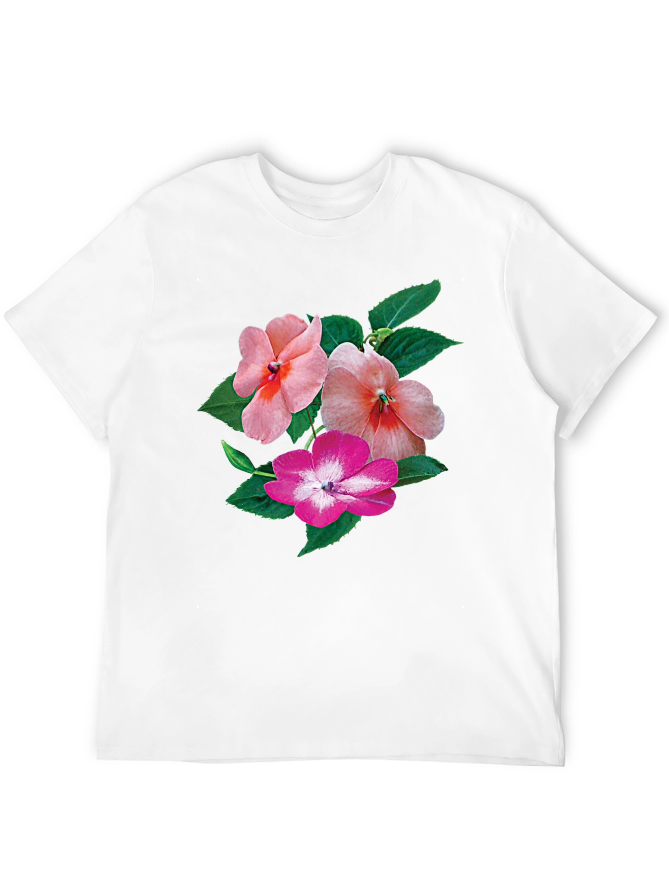 Floral Impatiens Graphic Tee - Black Cotton Blend