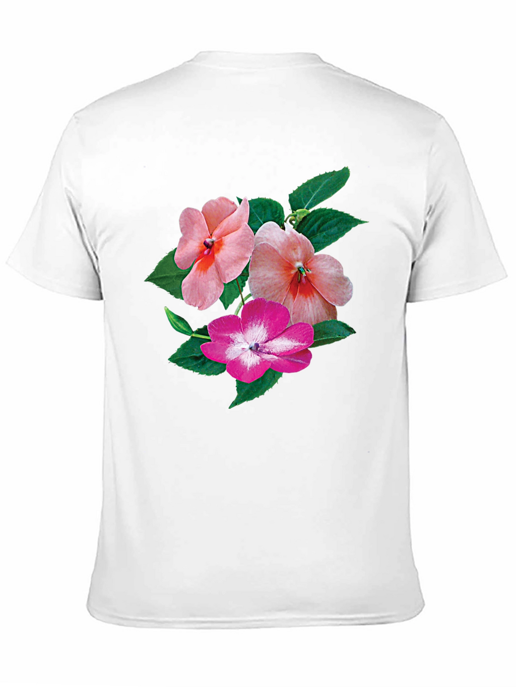 Floral Impatiens Graphic Tee - Black Cotton Blend