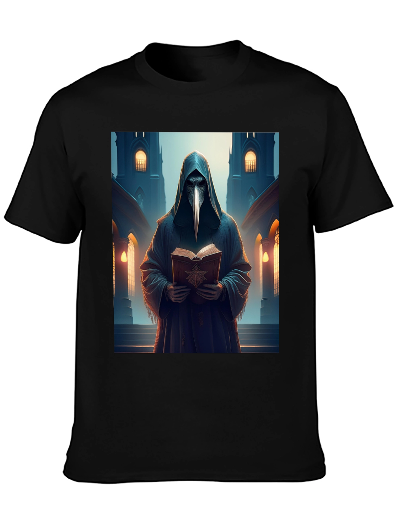 Plague Doctor Black T-Shirt - Medieval Gothic Style