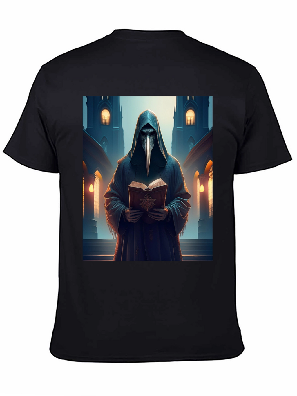 Plague Doctor Black T-Shirt - Medieval Gothic Style