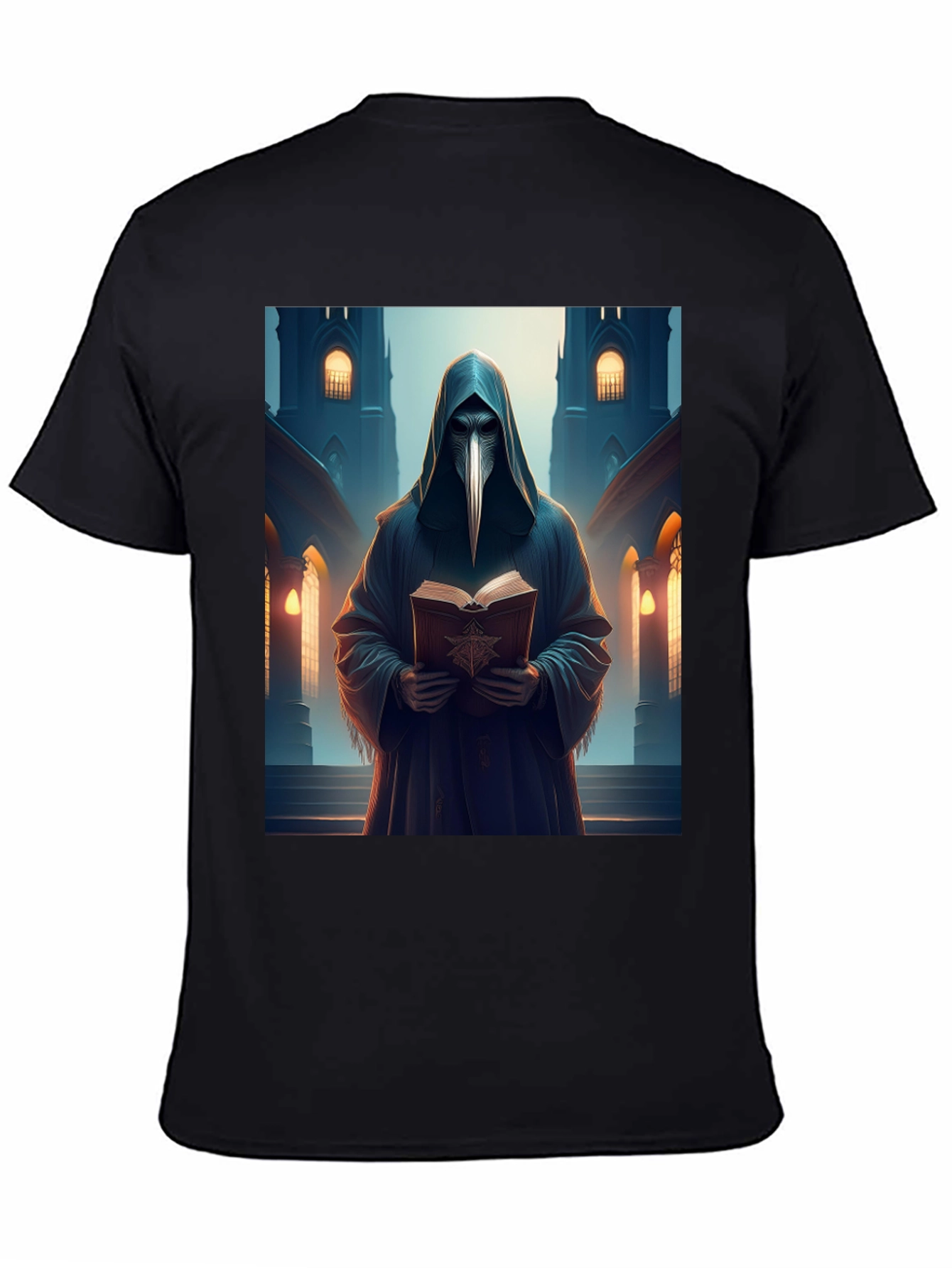 Plague Doctor Black T-Shirt - Medieval Gothic Style