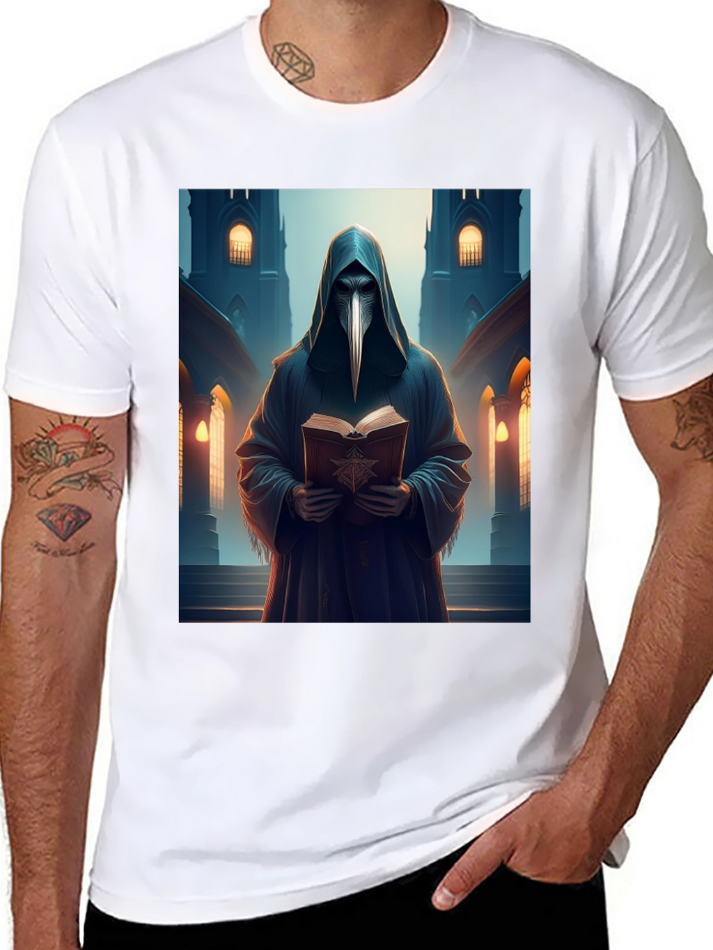 Plague Doctor Black T-Shirt - Medieval Gothic Style