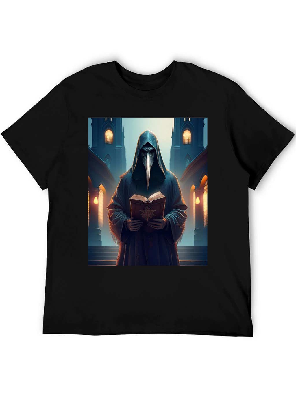 Plague Doctor Black T-Shirt - Medieval Gothic Style