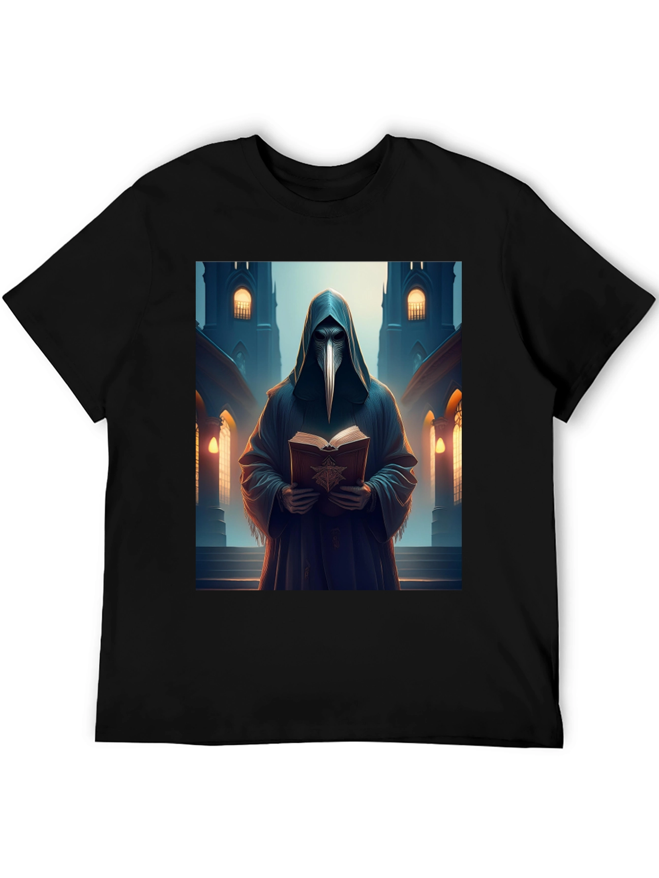 Plague Doctor Black T-Shirt - Medieval Gothic Style