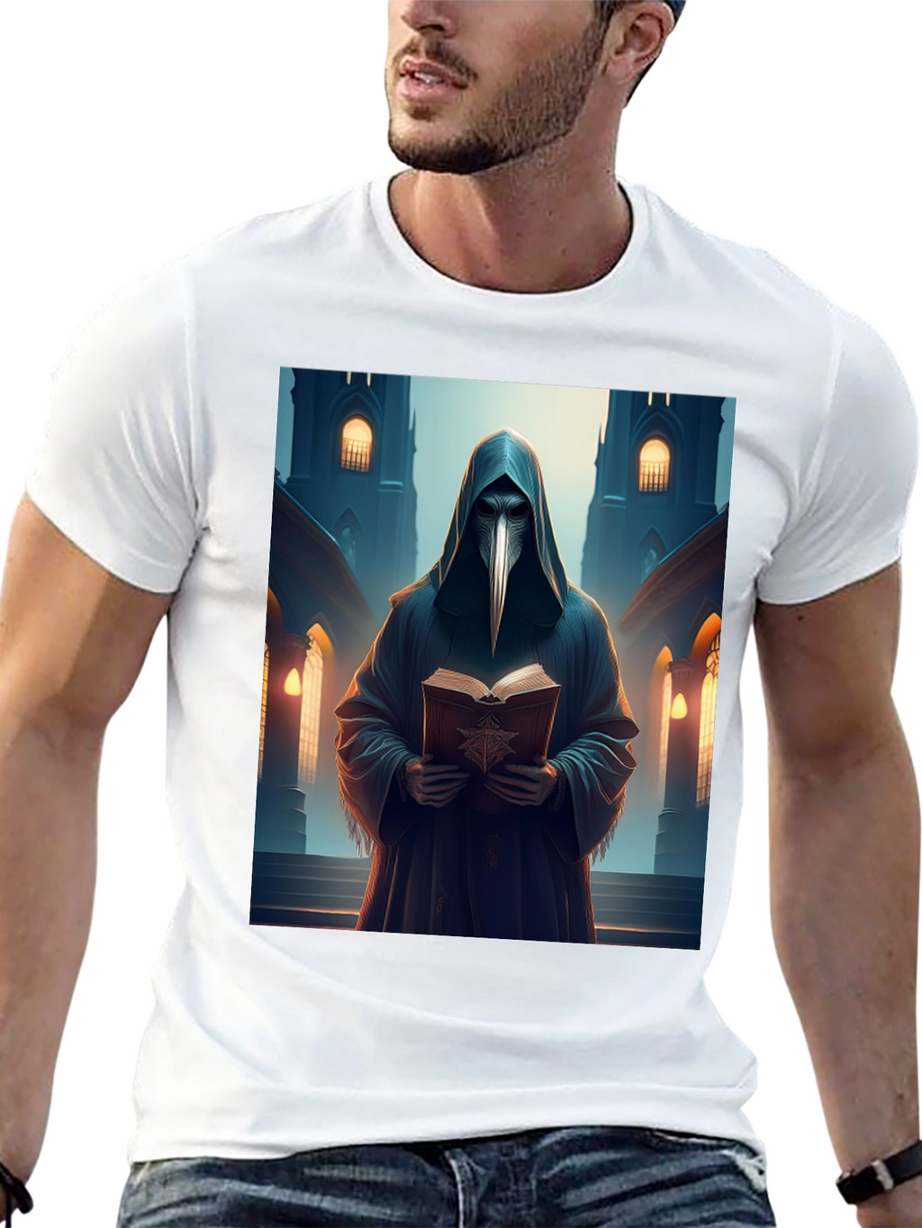 Plague Doctor Black T-Shirt - Medieval Gothic Style