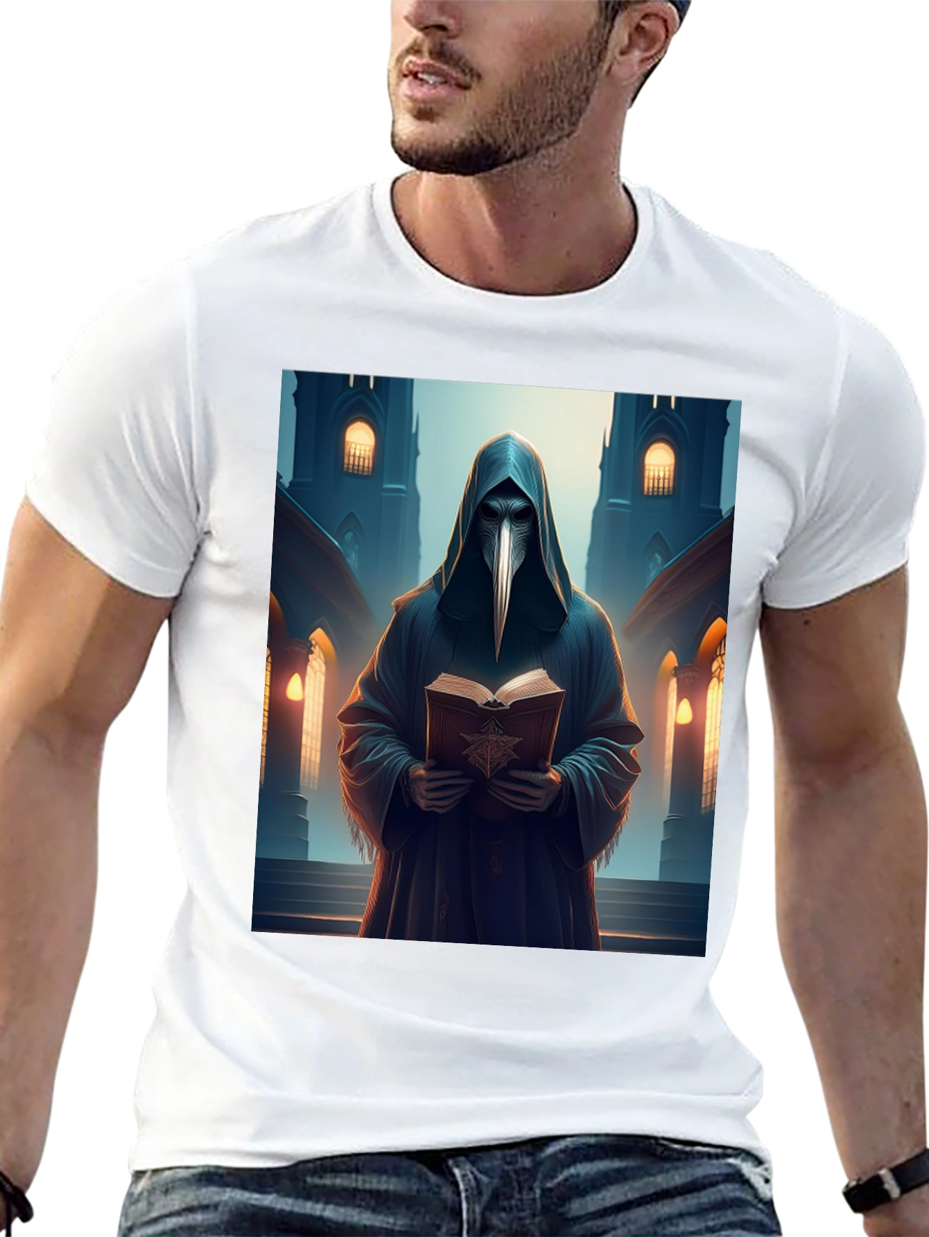 Plague Doctor Black T-Shirt - Medieval Gothic Style