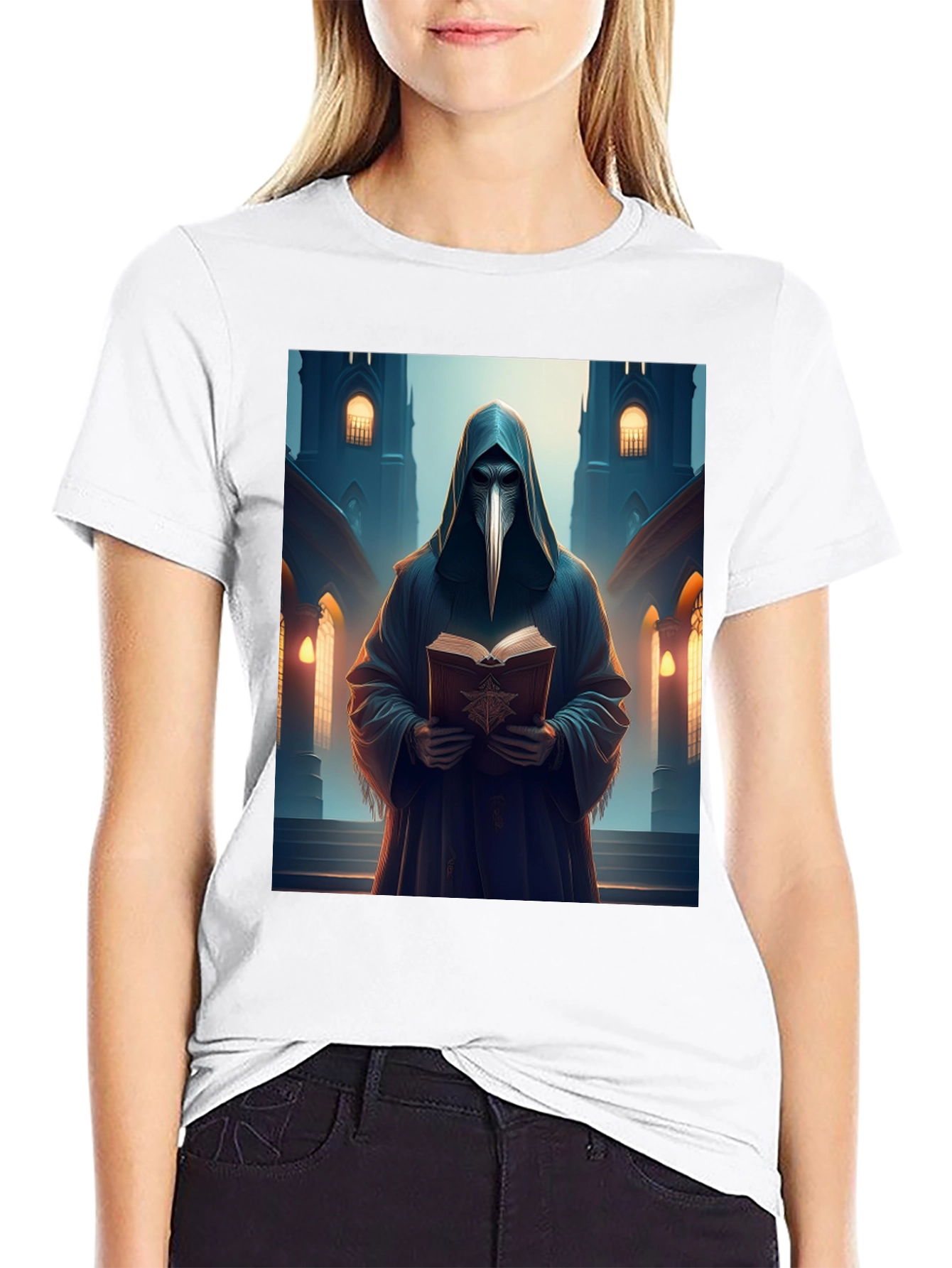 Plague Doctor Black T-Shirt - Medieval Gothic Style