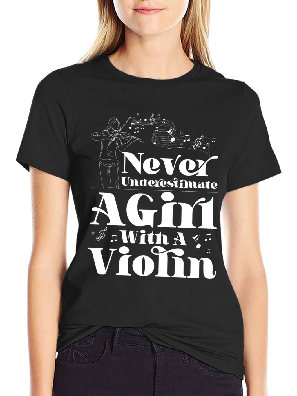 Never Underestimate A Girl With A Violin T-Shirt
