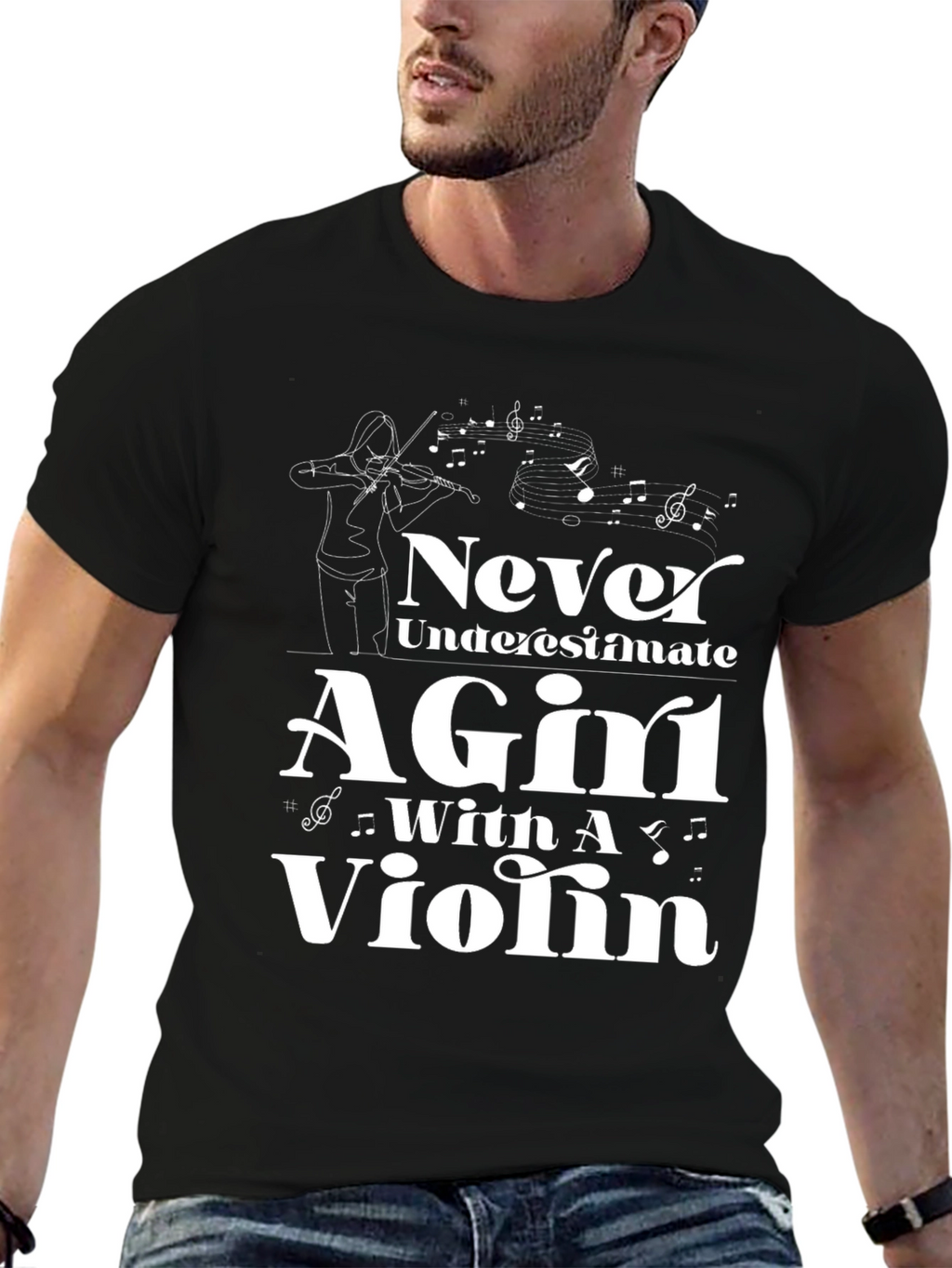 Never Underestimate A Girl With A Violin T-Shirt