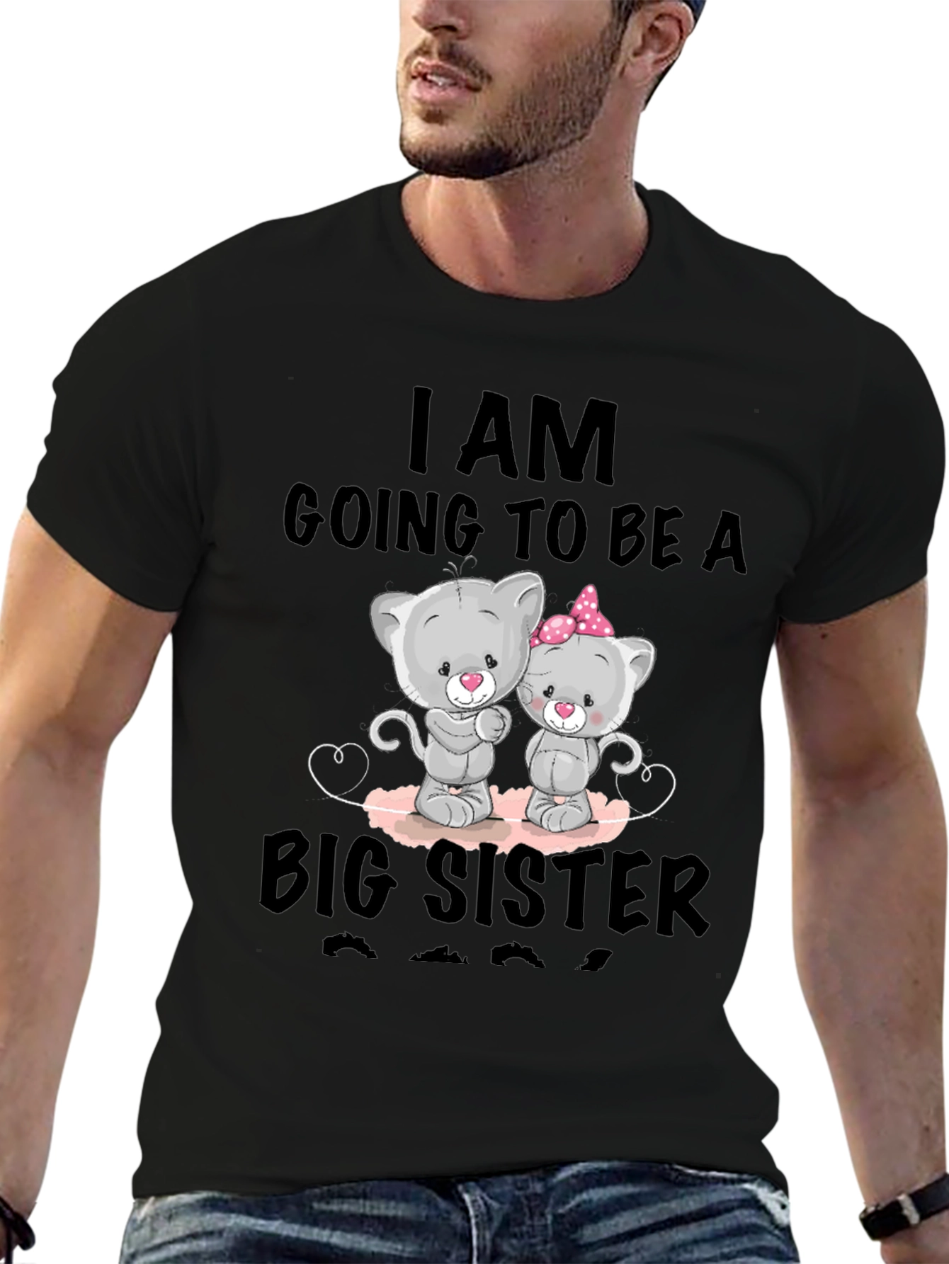 Big Sister Announcement T-Shirt - Cute Cat Design