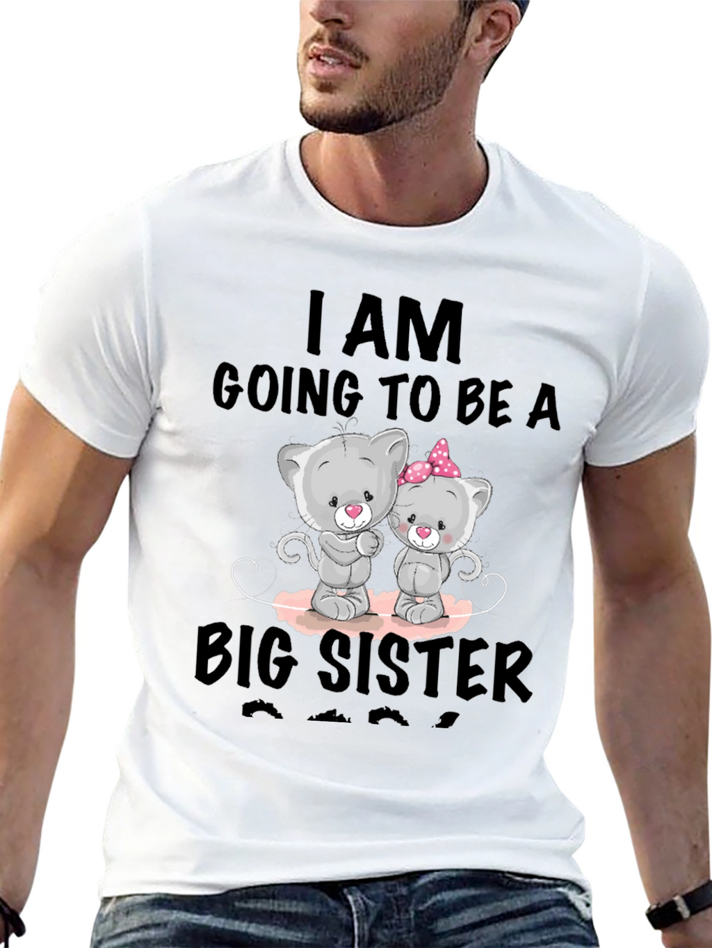 Big Sister Announcement T-Shirt - Cute Cat Design
