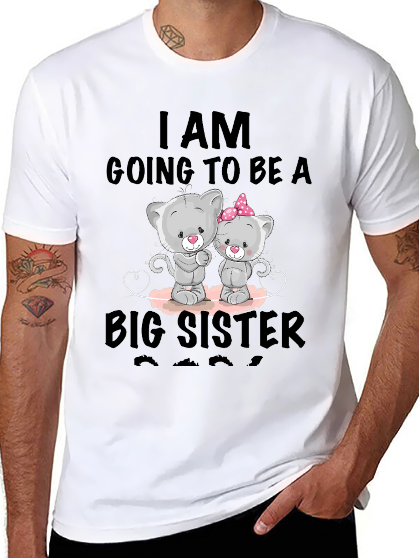 Big Sister Announcement T-Shirt - Cute Cat Design