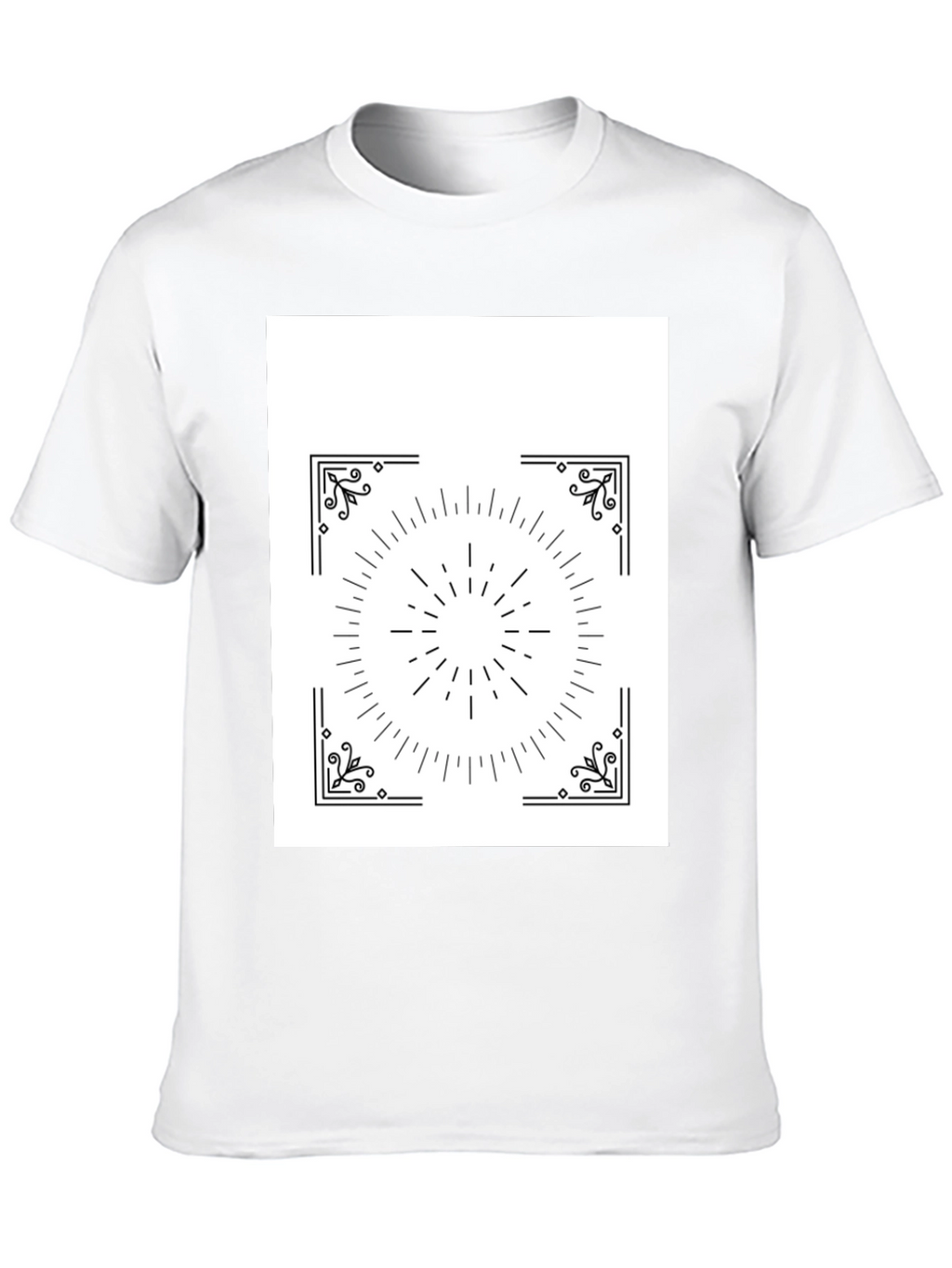 Geometric Sunburst Graphic Black T-Shirt