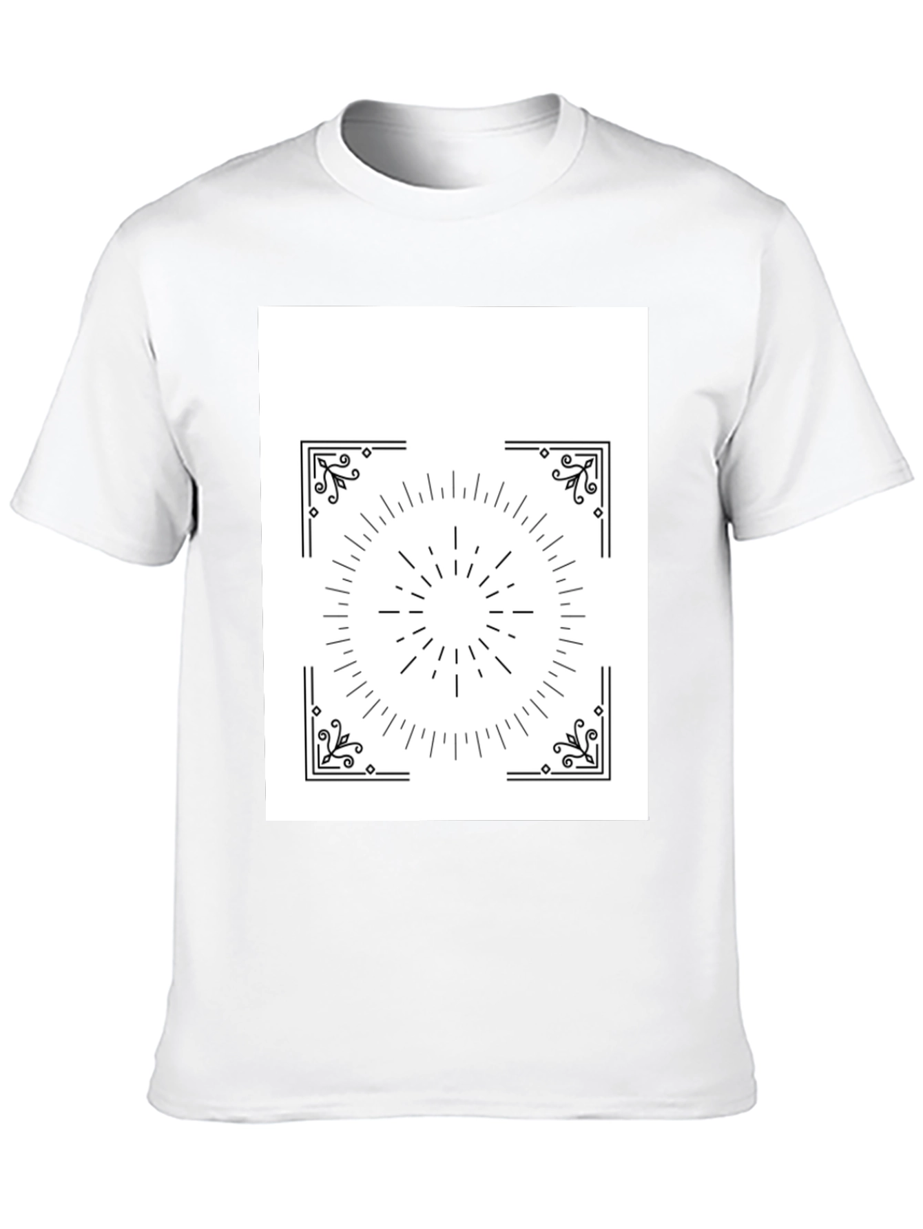 Geometric Sunburst Graphic Black T-Shirt