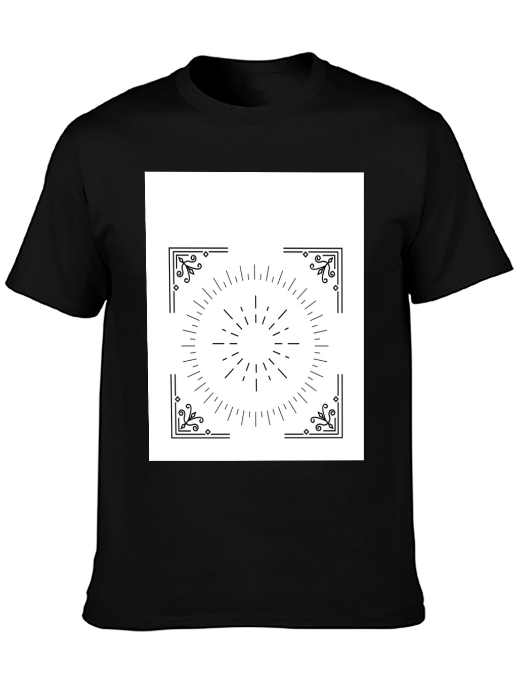 Geometric Sunburst Graphic Black T-Shirt
