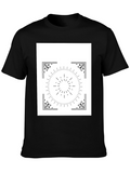 Geometric Sunburst Graphic Black T-Shirt