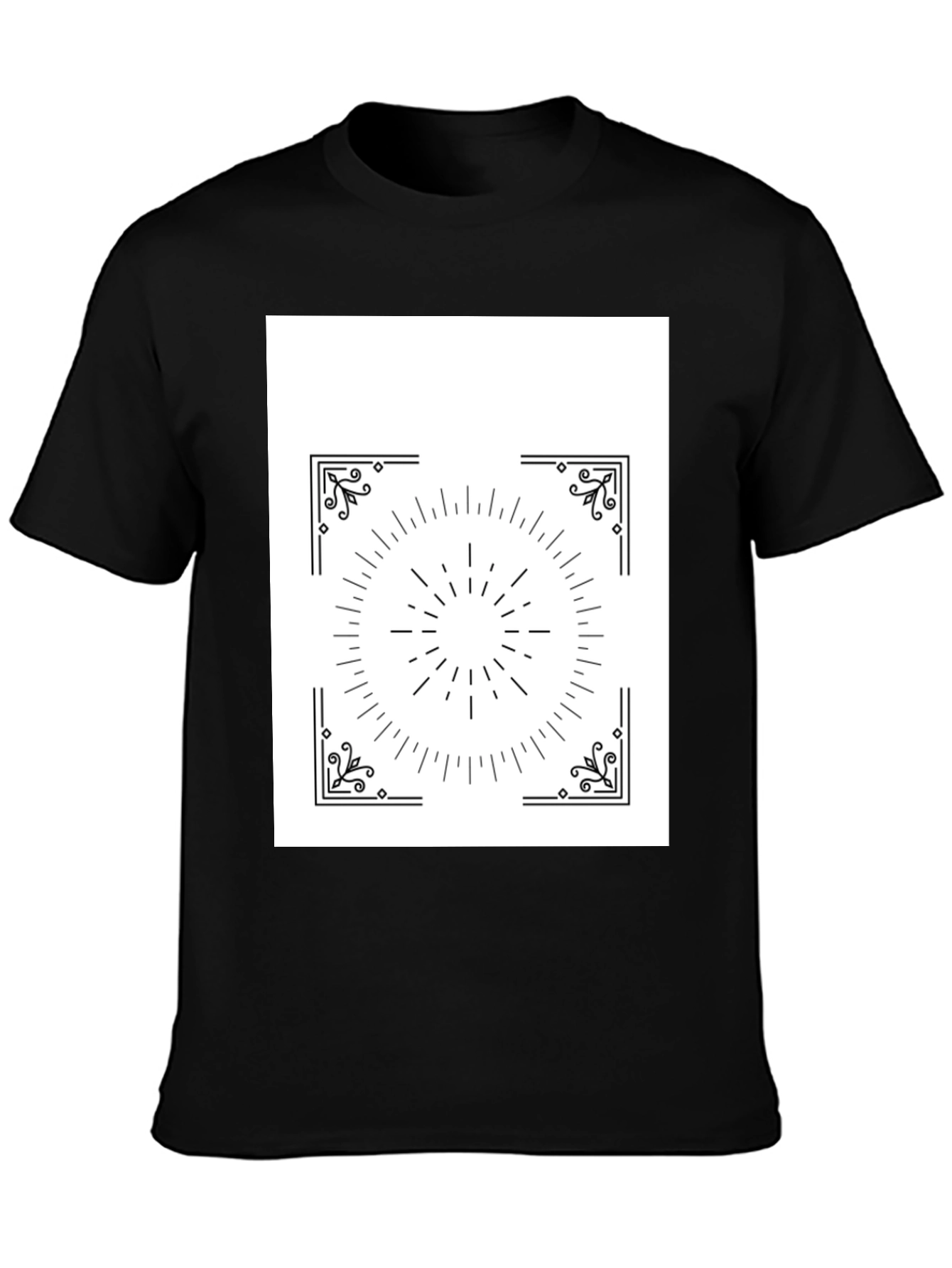 Geometric Sunburst Graphic Black T-Shirt