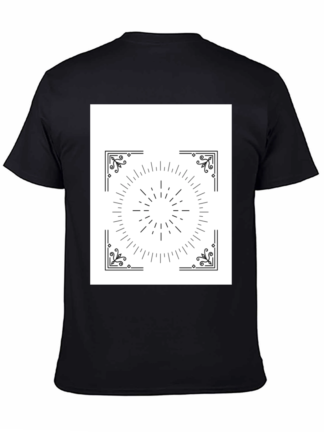 Geometric Sunburst Graphic Black T-Shirt