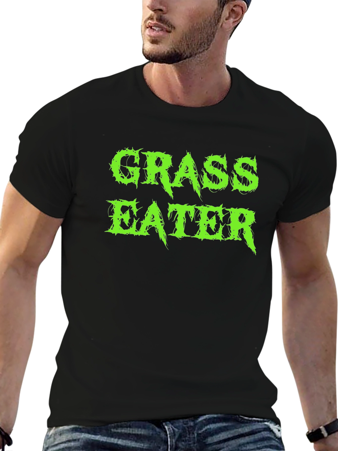 Grass Eater Graphic Print Black T-Shirt