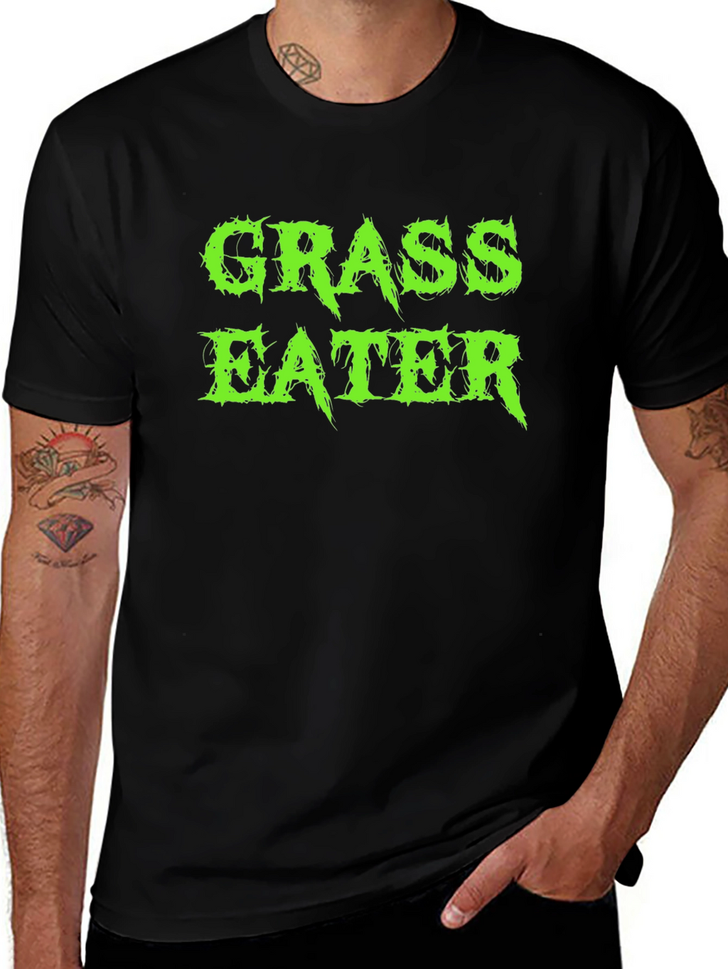 Grass Eater Graphic Print Black T-Shirt