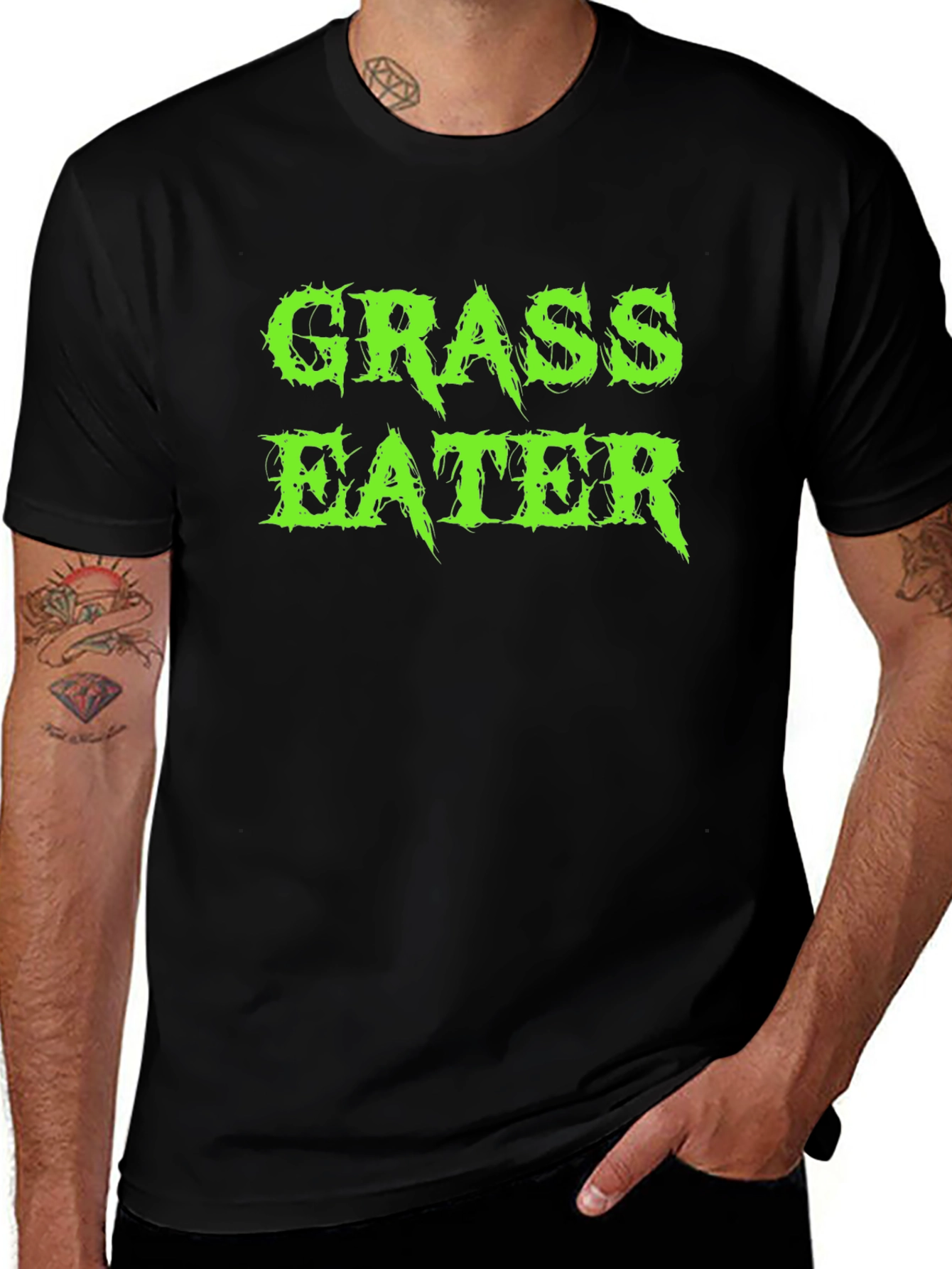Grass Eater Graphic Print Black T-Shirt