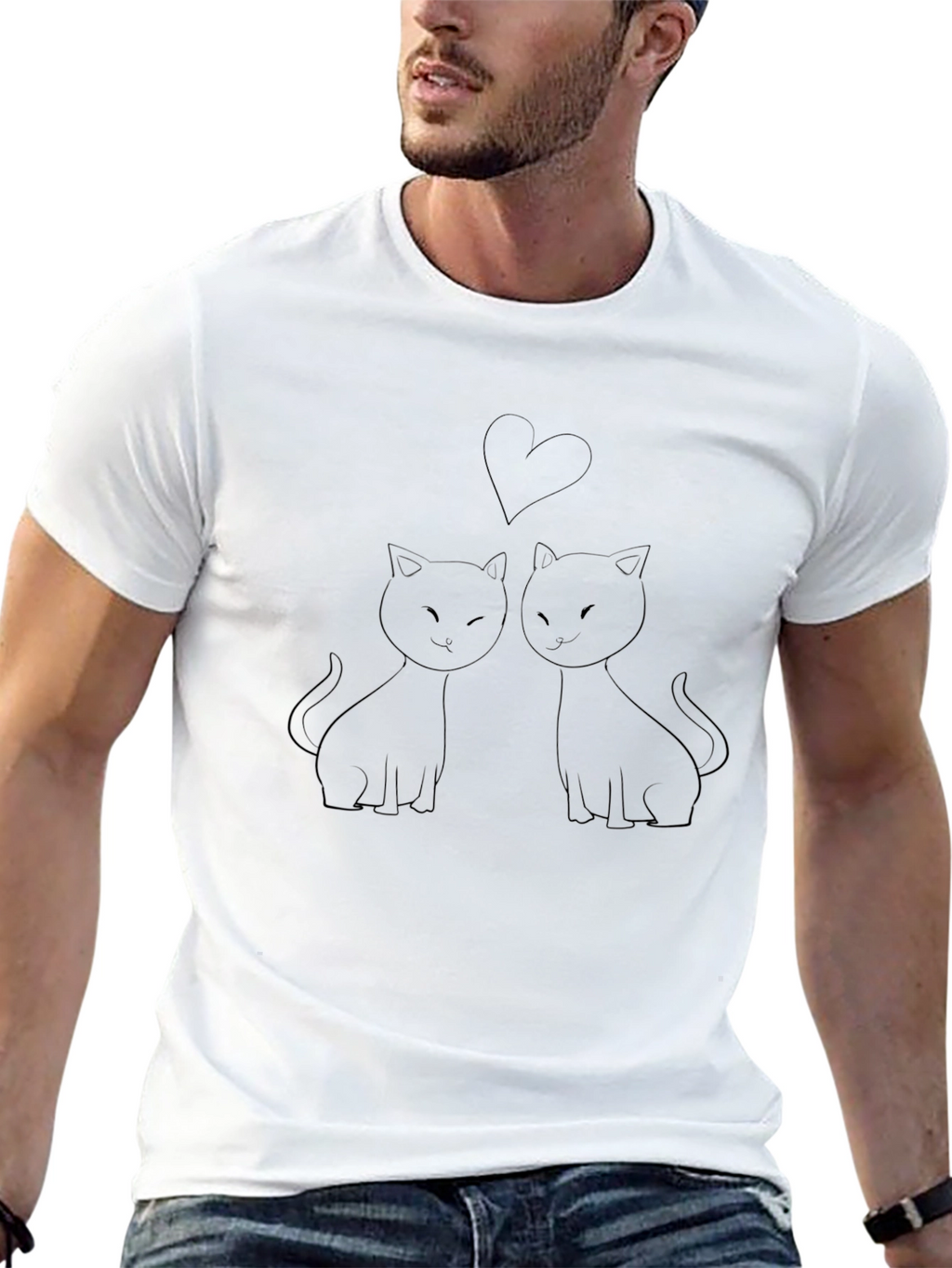 Cats Heart Black T-Shirt
