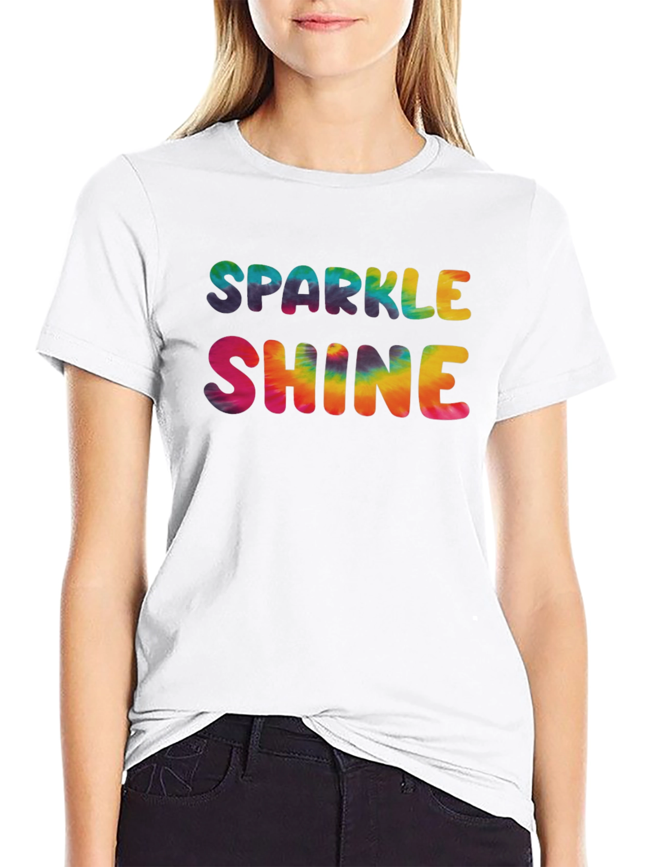 Sparkle Shine Tie Dye Graphic Tee - Black