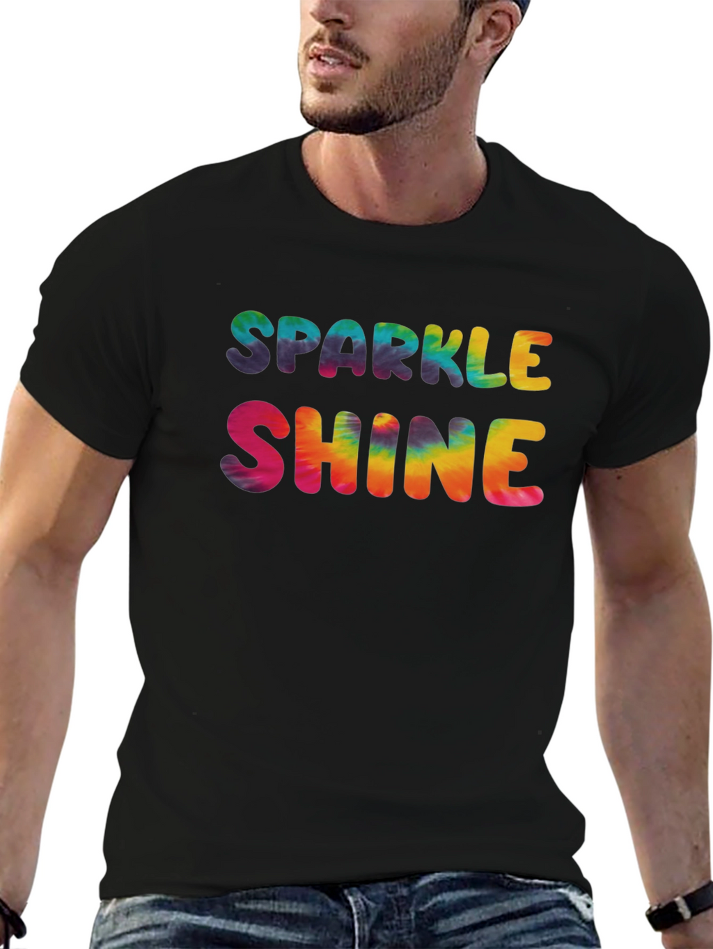 Sparkle Shine Tie Dye Graphic Tee - Black