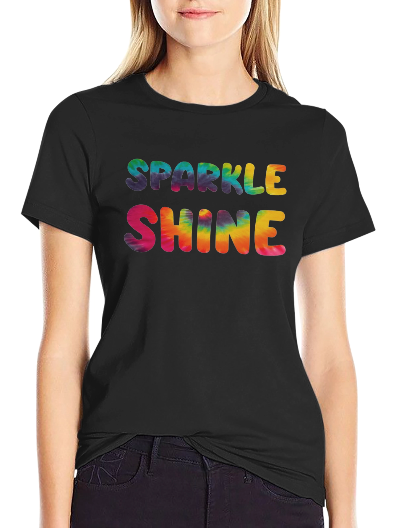 Sparkle Shine Tie Dye Graphic Tee - Black