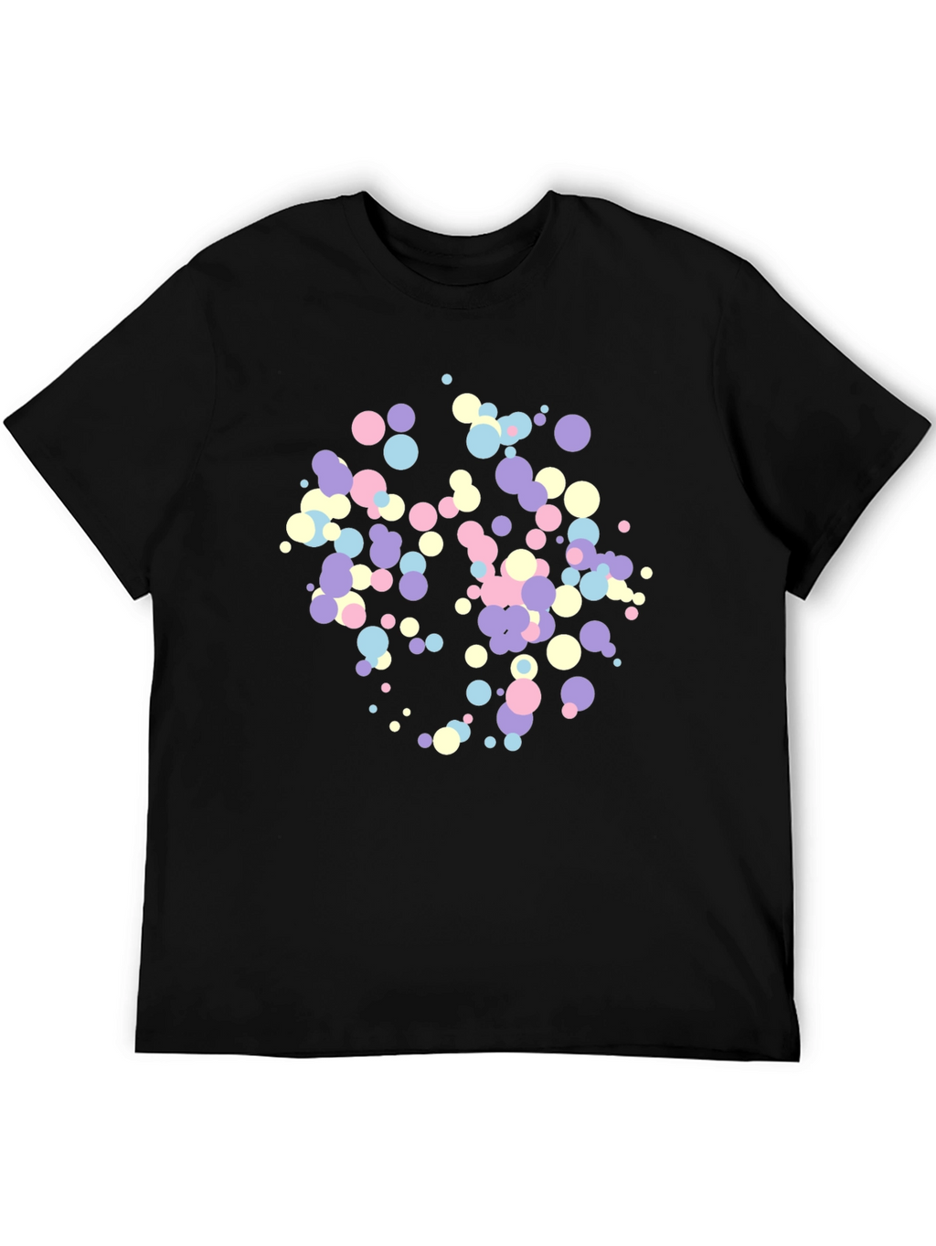 Pastel Confetti Print Black T-Shirt