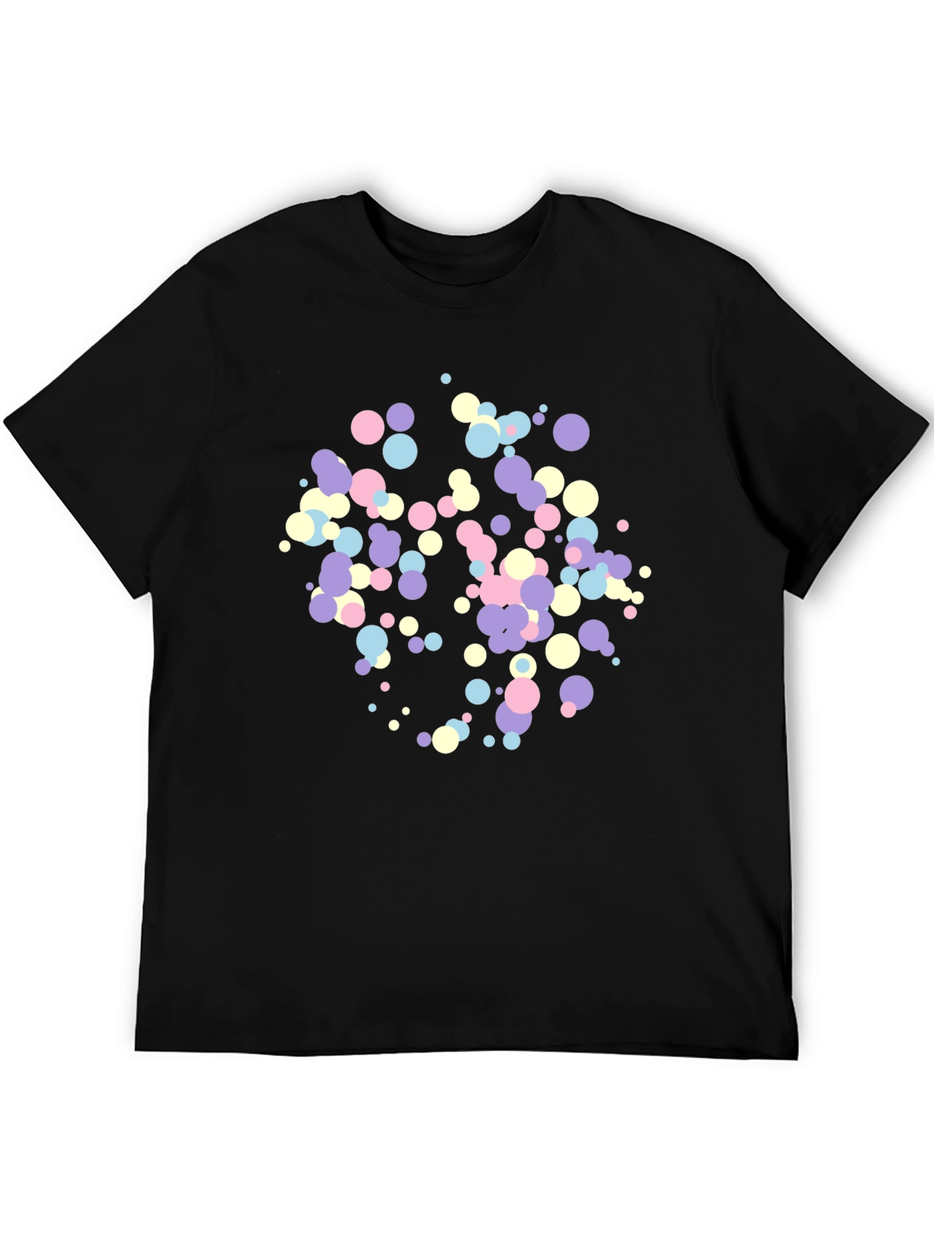Pastel Confetti Print Black T-Shirt