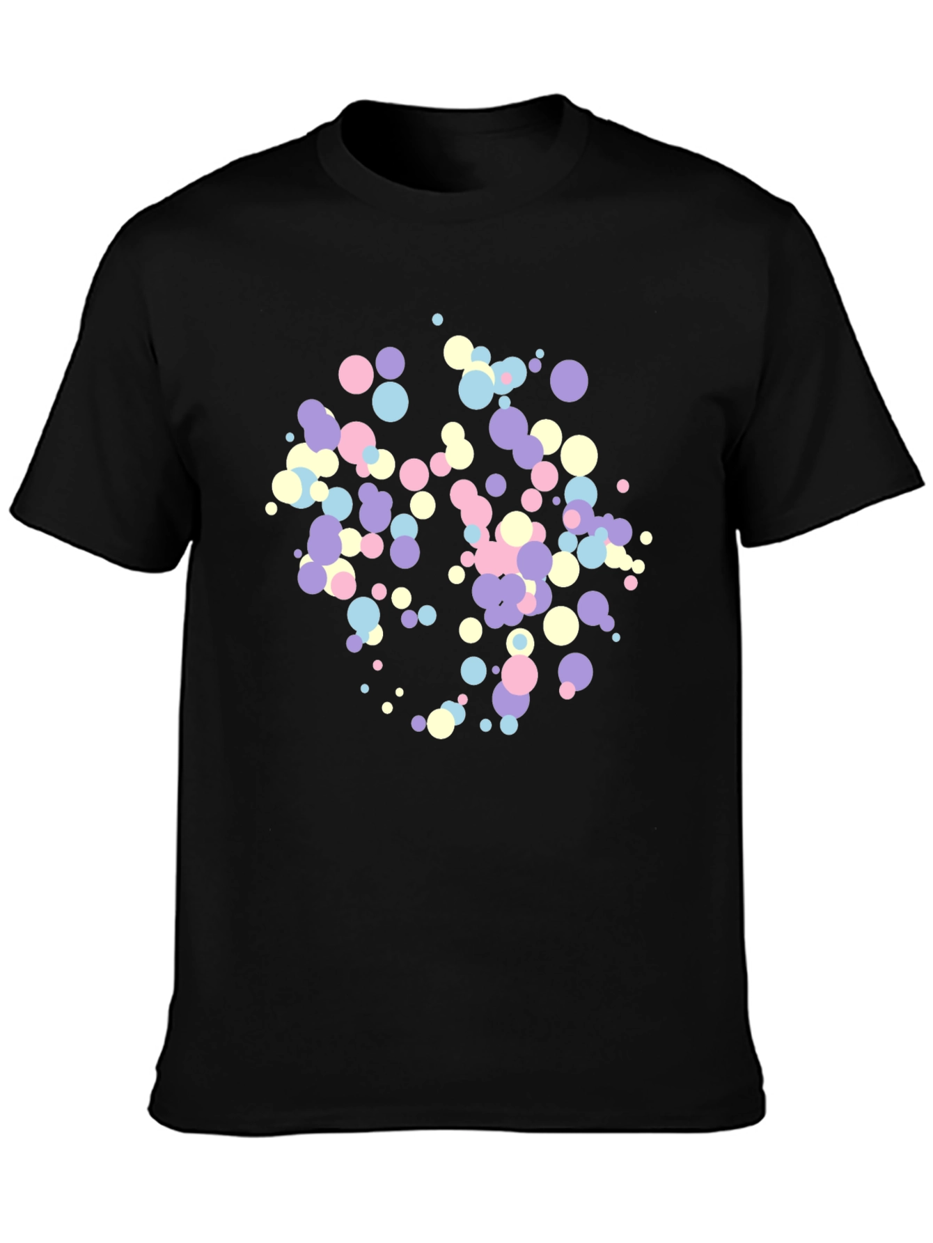 Pastel Confetti Print Black T-Shirt