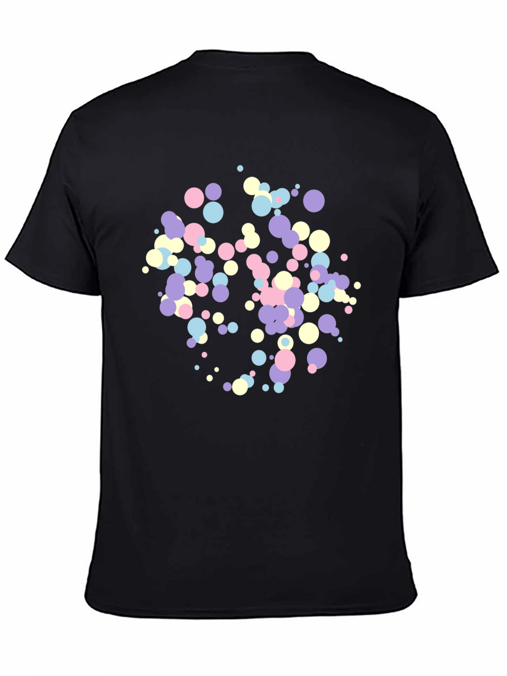 Pastel Confetti Print Black T-Shirt
