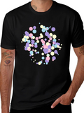 Pastel Confetti Print Black T-Shirt