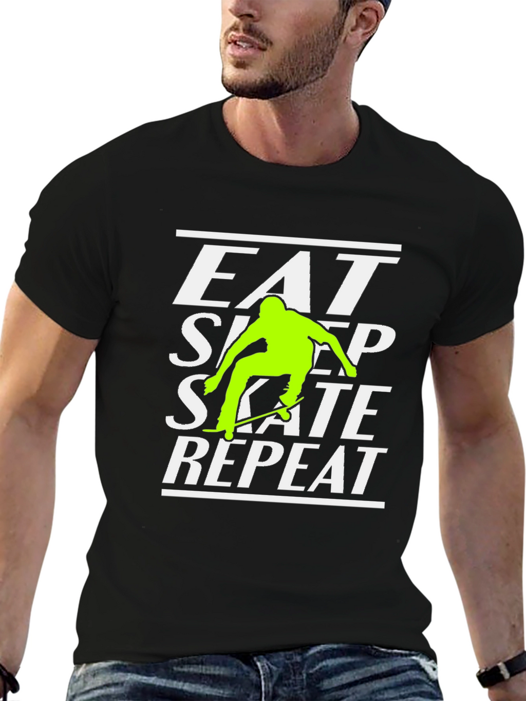 Eat Sleep Skate Repeat Black Graphic Tee