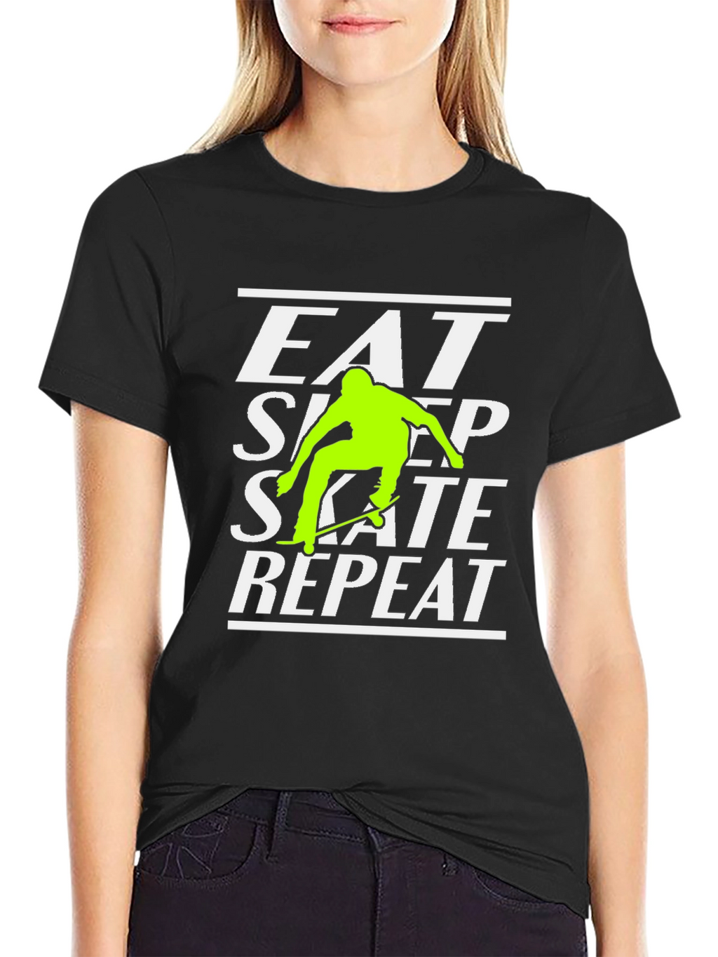 Eat Sleep Skate Repeat Black Graphic Tee