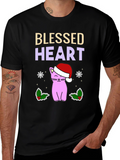 Blessed Heart Cat Christmas T-Shirt