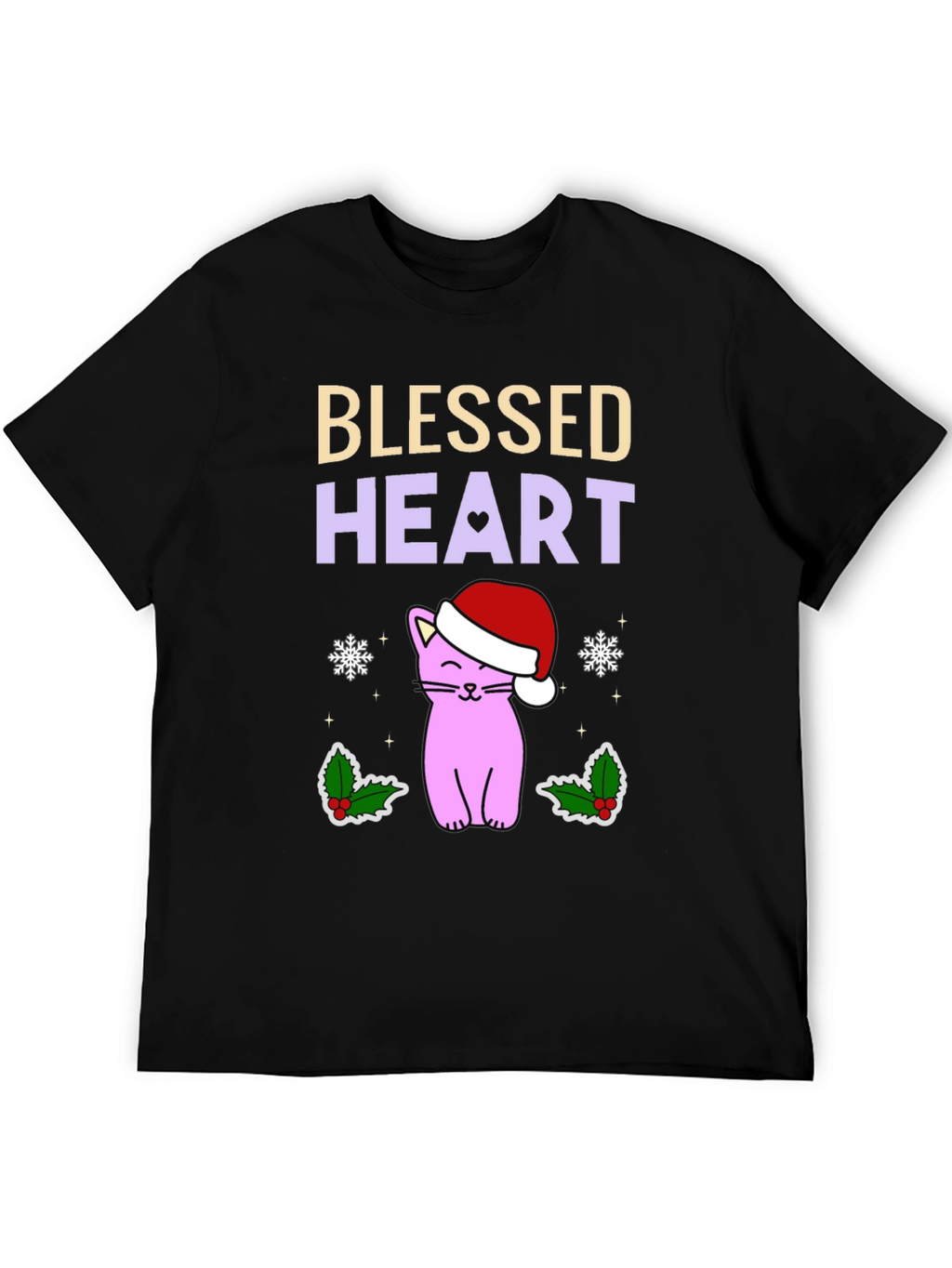 Blessed Heart Cat Christmas T-Shirt