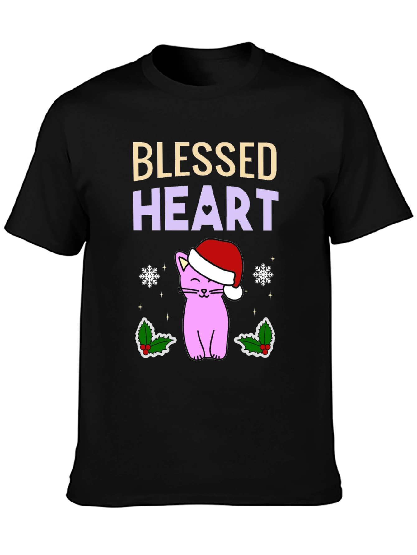 Blessed Heart Cat Christmas T-Shirt