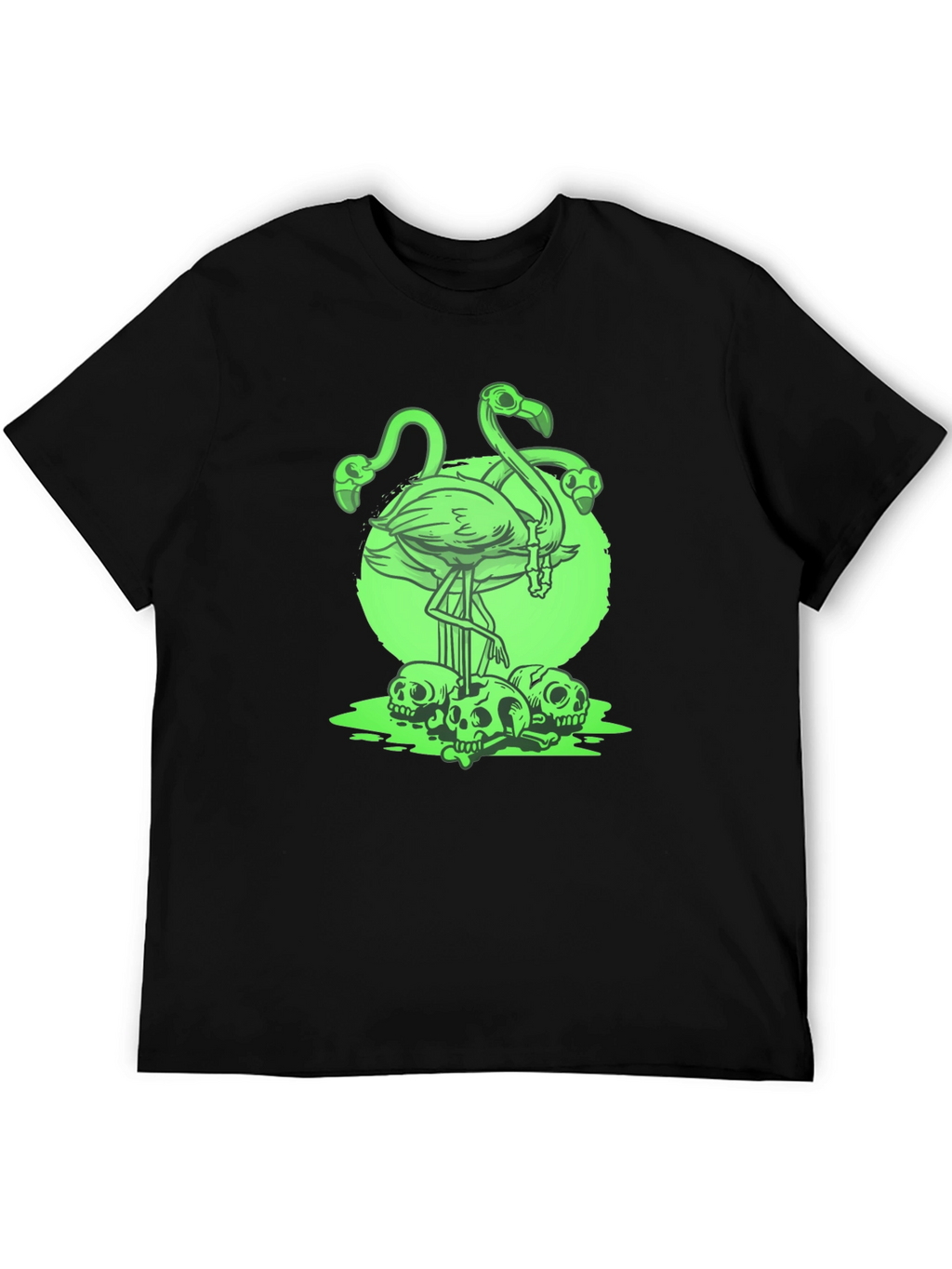 Flamingo Skull Graphic Tee - Mens Black T-Shirt