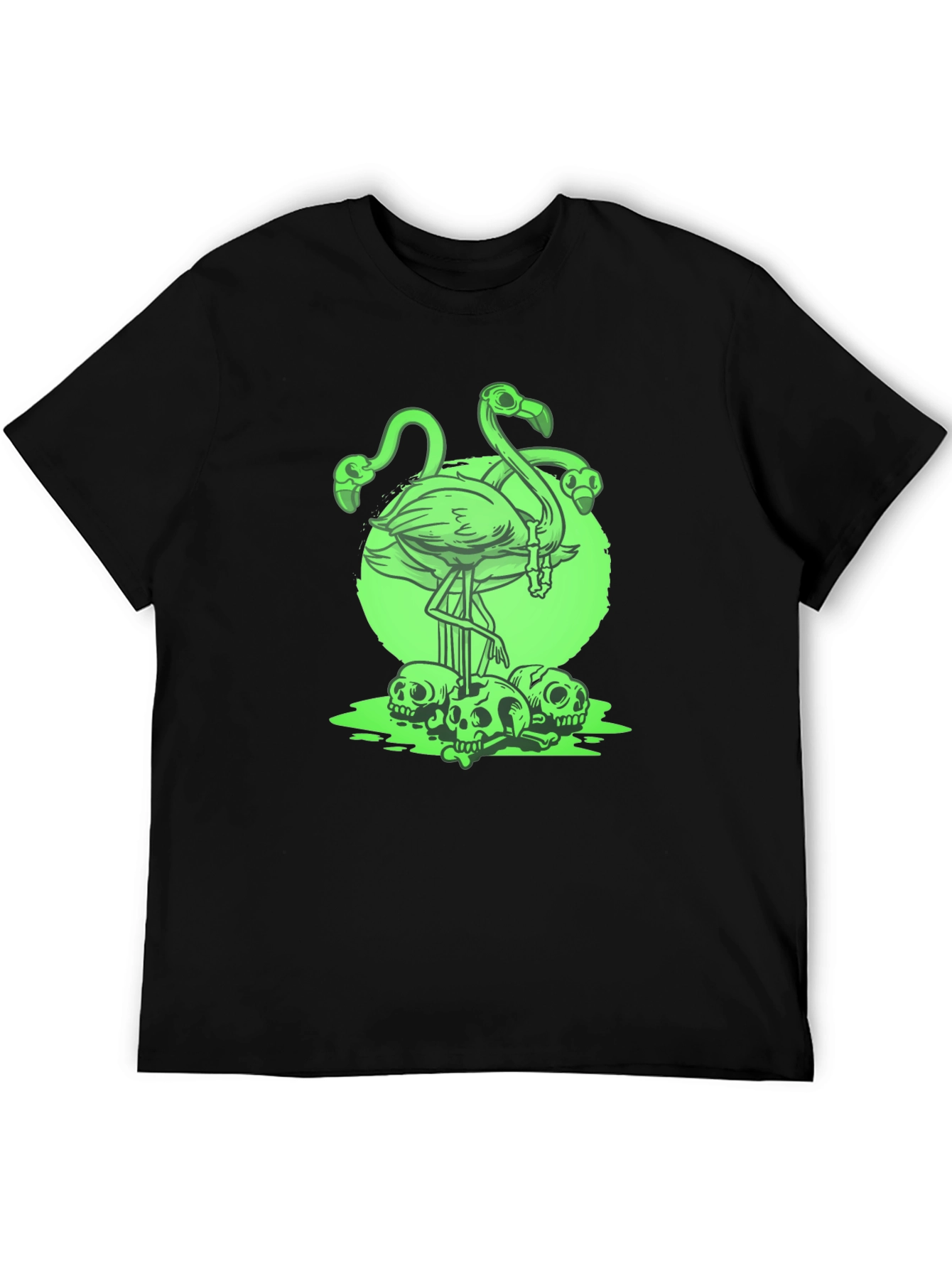 Flamingo Skull Graphic Tee - Mens Black T-Shirt