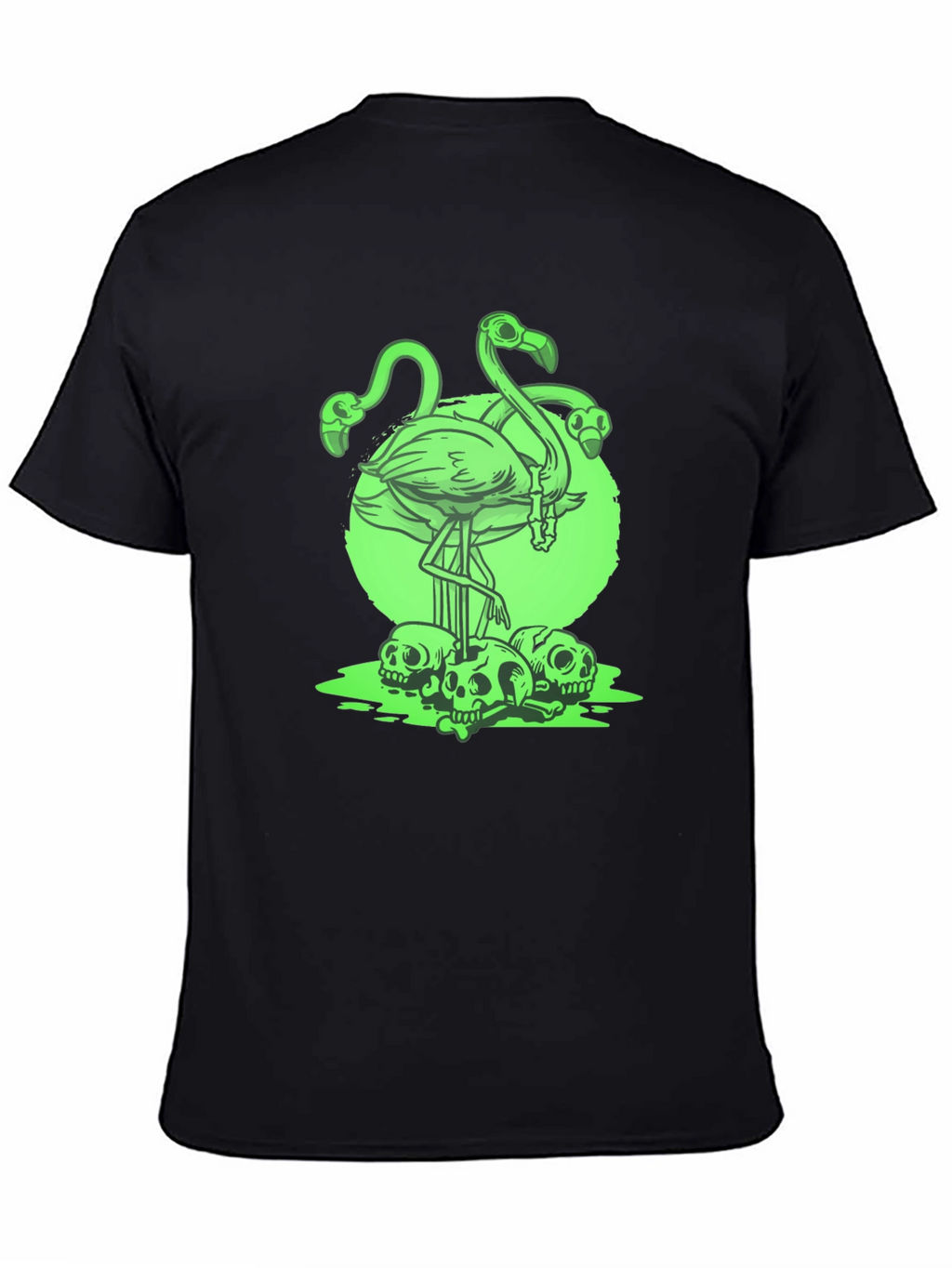 Flamingo Skull Graphic Tee - Mens Black T-Shirt
