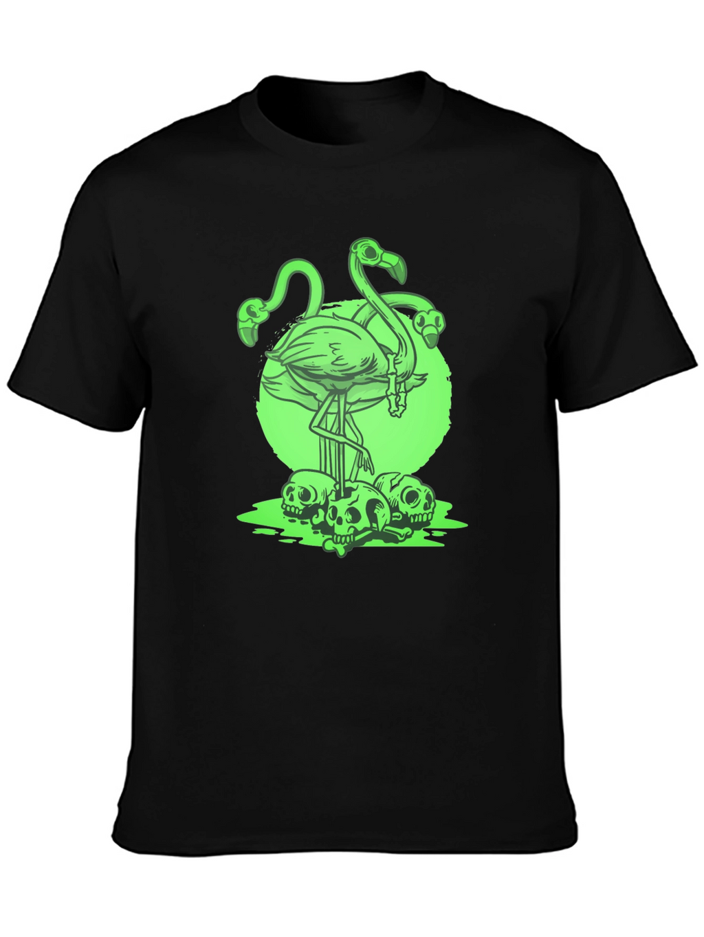 Flamingo Skull Graphic Tee - Mens Black T-Shirt