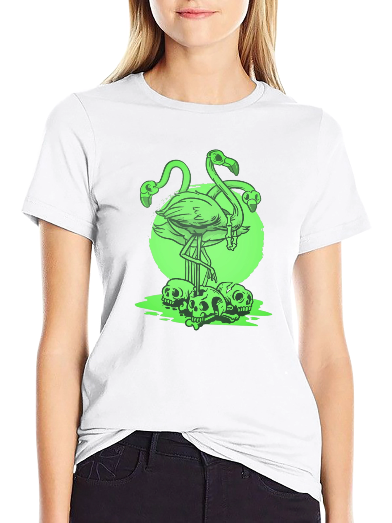 Flamingo Skull Graphic Tee - Mens Black T-Shirt