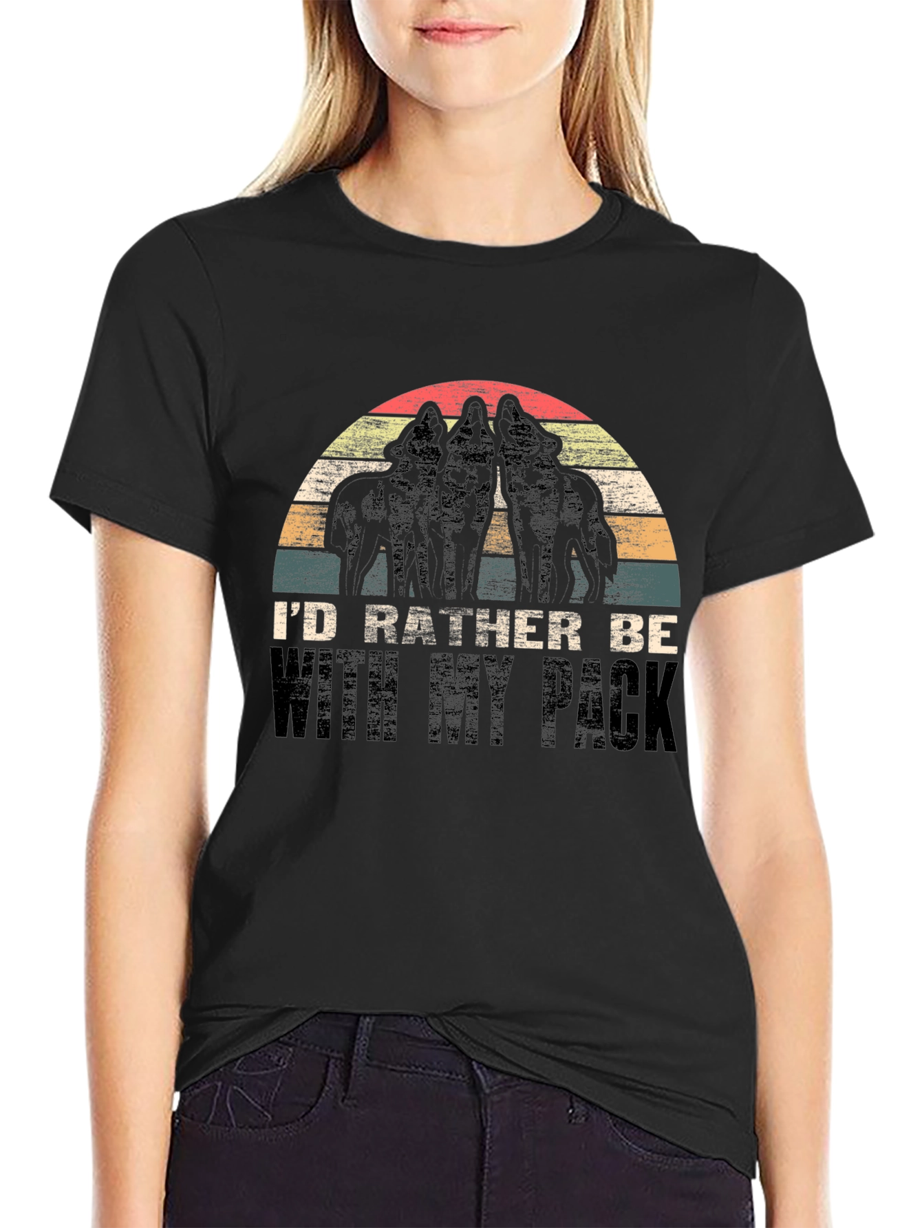 Wolf Pack Graphic Tee - Id Rather Be With My Pack