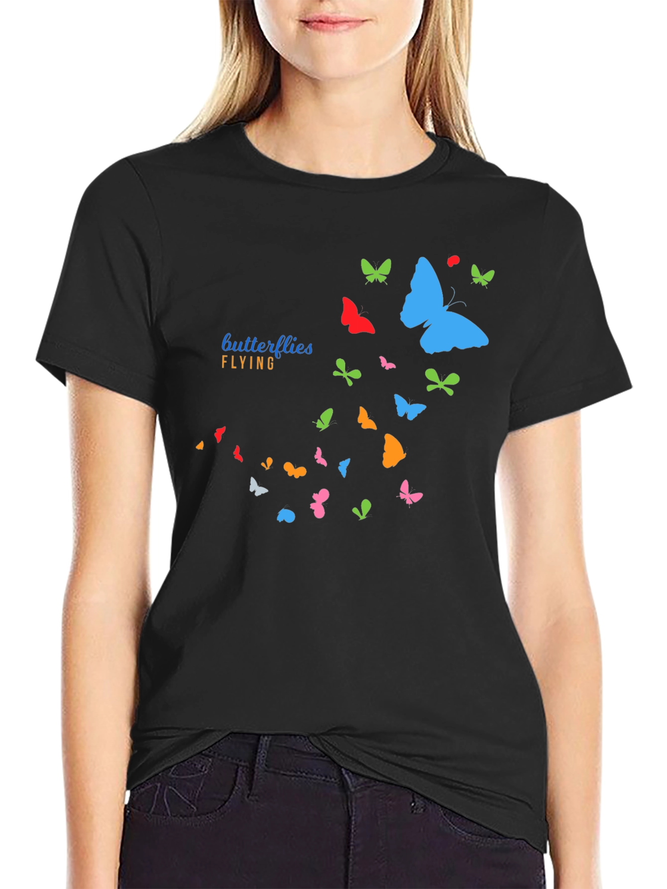 Butterfly Flight Graphic T-Shirt - Casual Black Tee