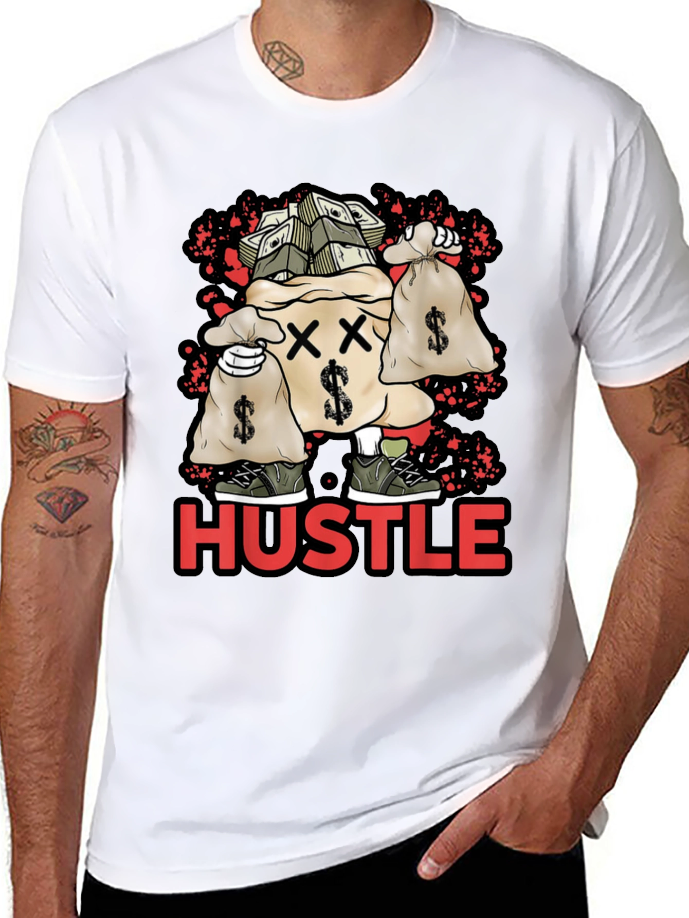 Hustle Money Bag Graphic T-Shirt